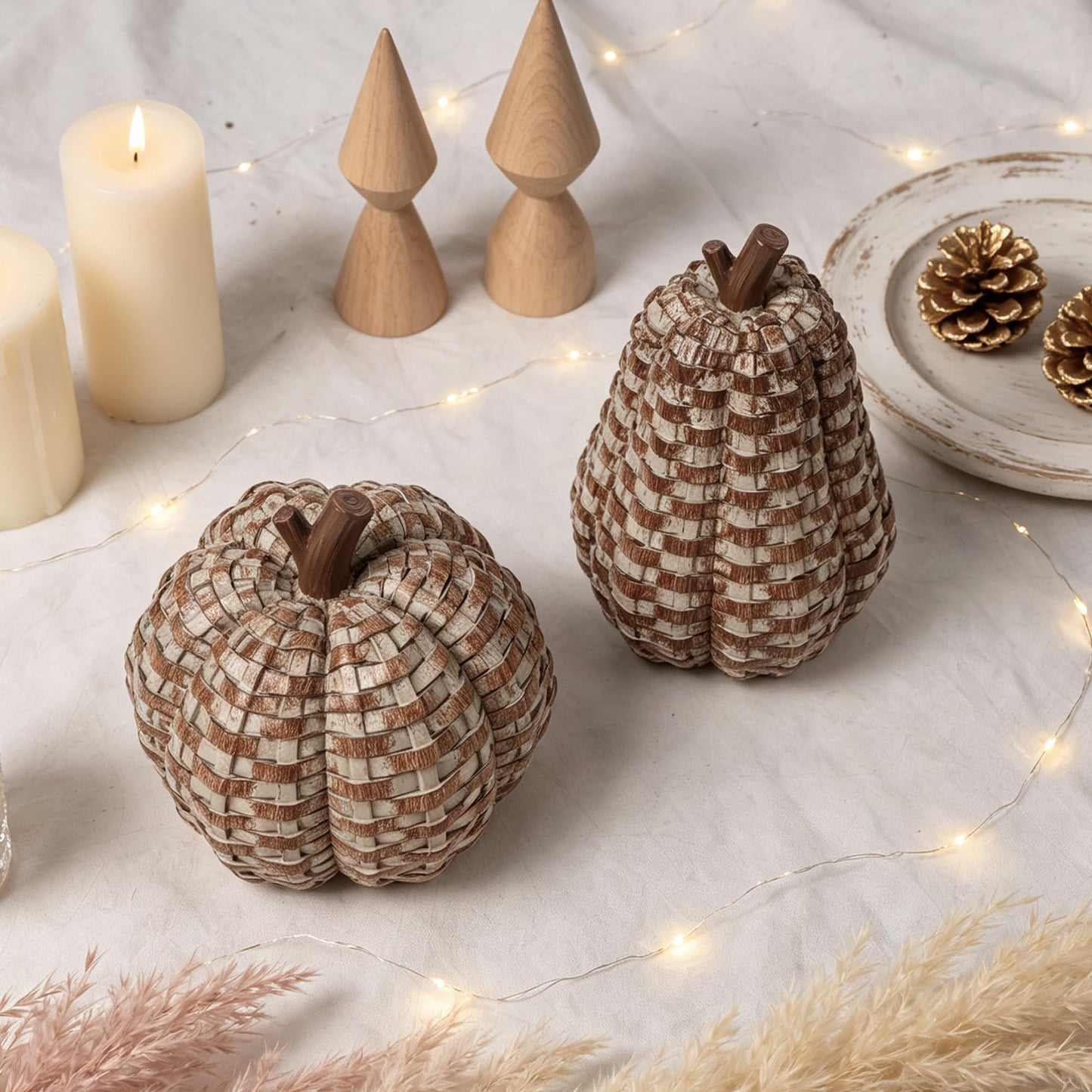 winemana 12 Pcs Pumpkin Fall Decorations, Golden Artificial Pumpkins
