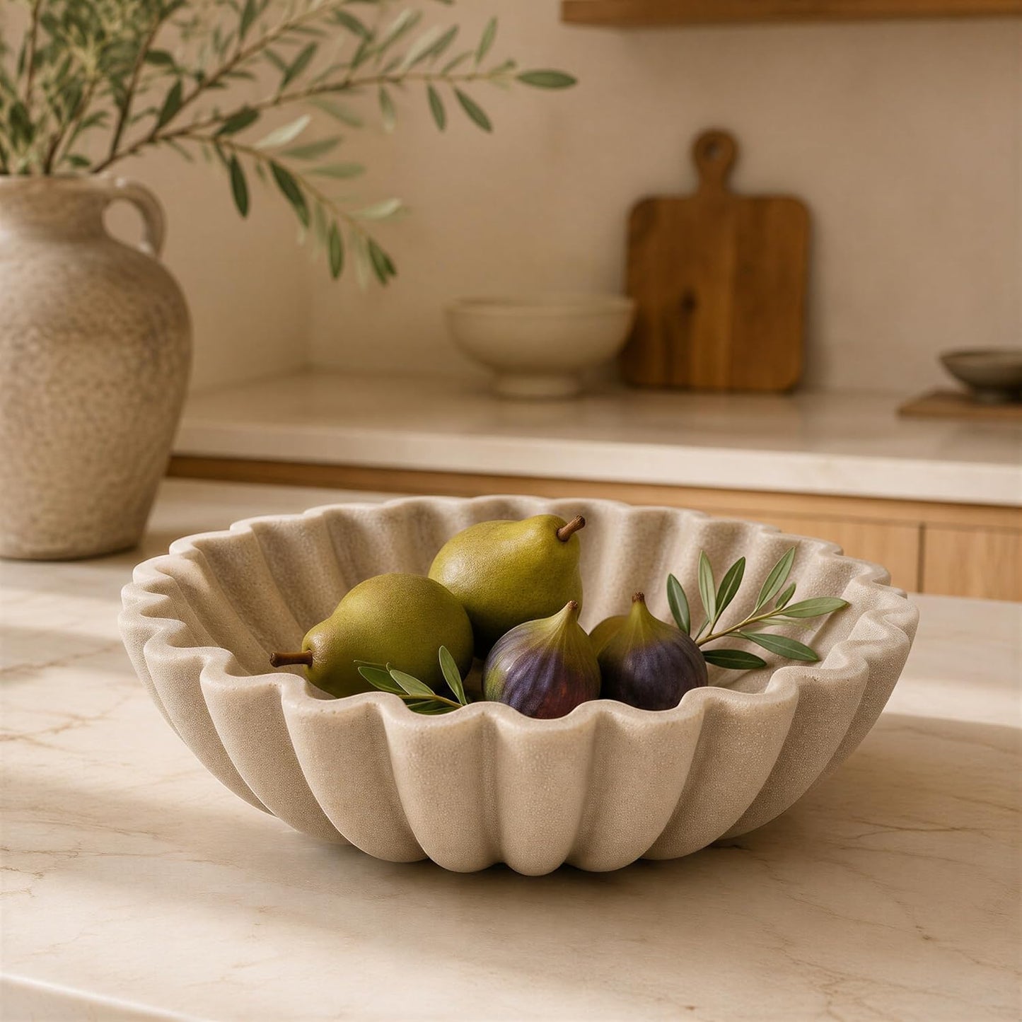 KIBAGA Decorative Marble Fruit Bowl for Your Kitchen Counter or Table Decor