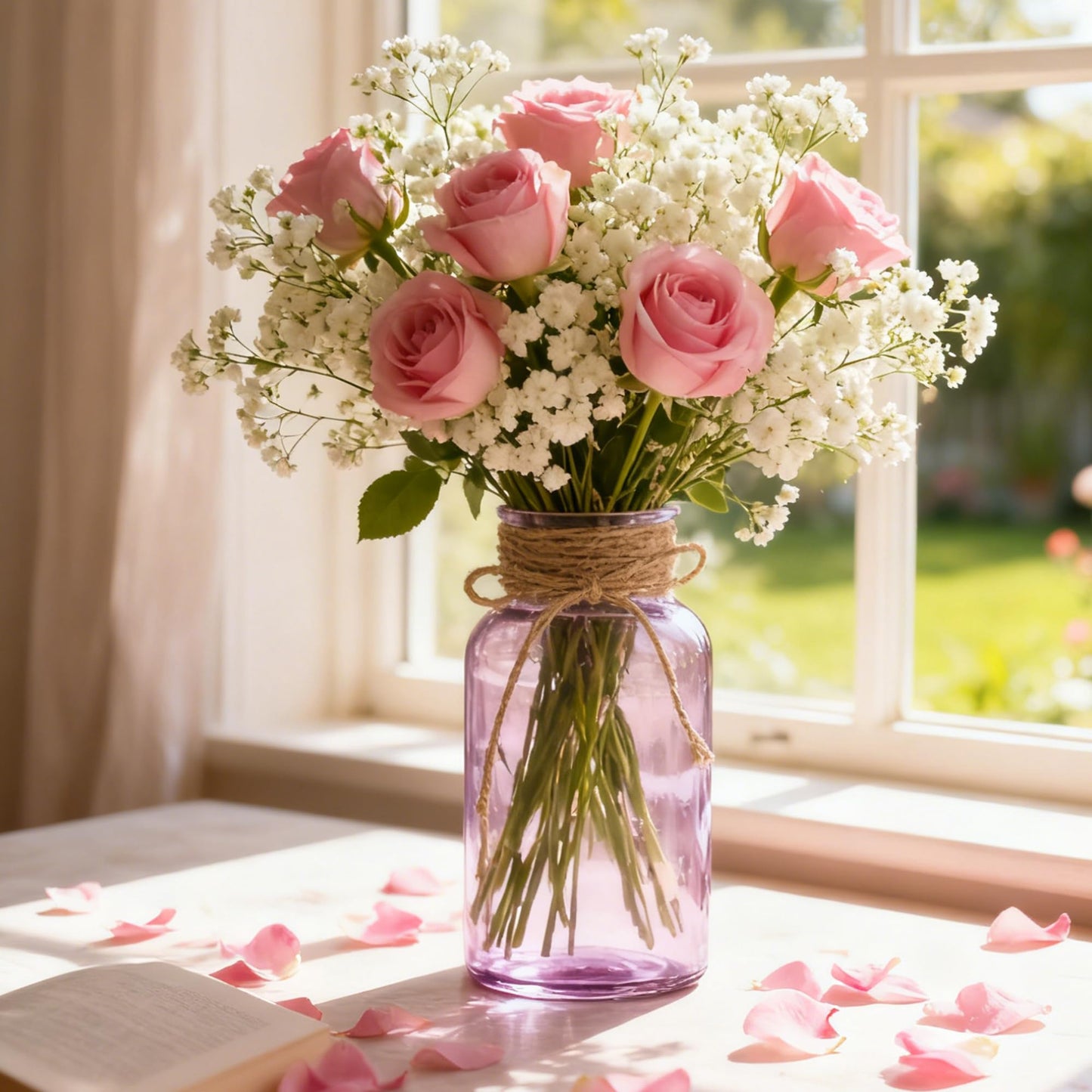 3 Pack Mason Jar Vases for Centerpieces, Amber Glass Flower Vase