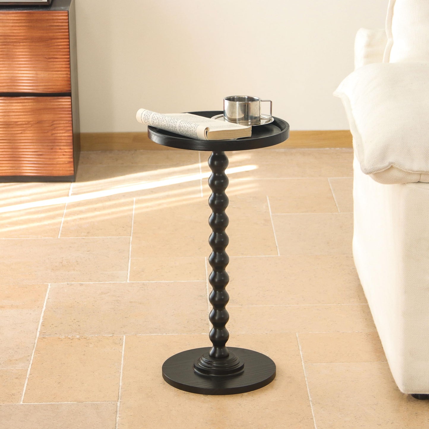 AWASEN Small Side Table, Round Drink Table for Small Spaces, Round Accent End Table Living Room, Nightstand for Bedroom, Corners, Office, Walnut Brown