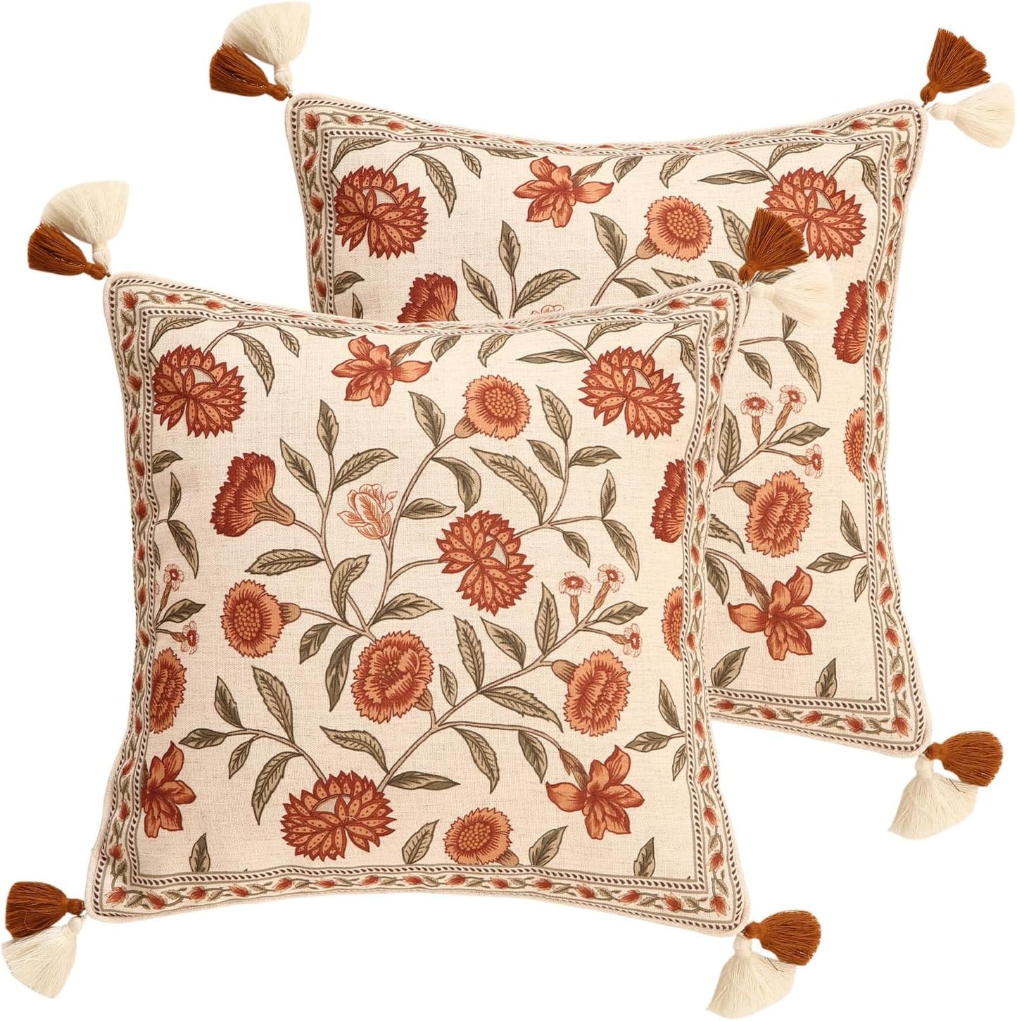 ISAENNE Designer Vintage Square Throw Pillow Cover,Set of 2,18"x18"