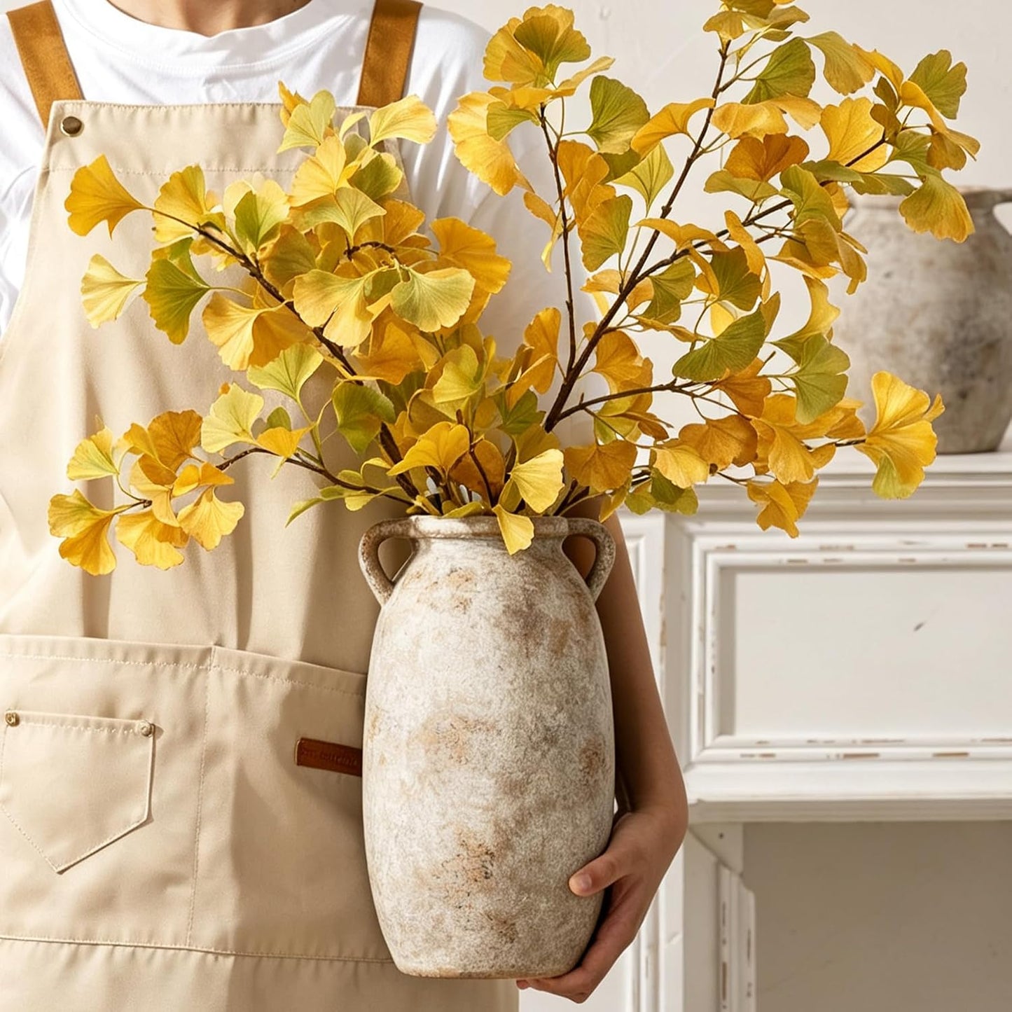 Dobbyby Ceramic Flower Vase 12 inch Farmhouse Rustic Vase Decorative Pottery Terracotta Tall Vases for Home Decor Table Mantle Fireplace Living Room Bathroom Wedding Centerpiece (Large-Terracota)