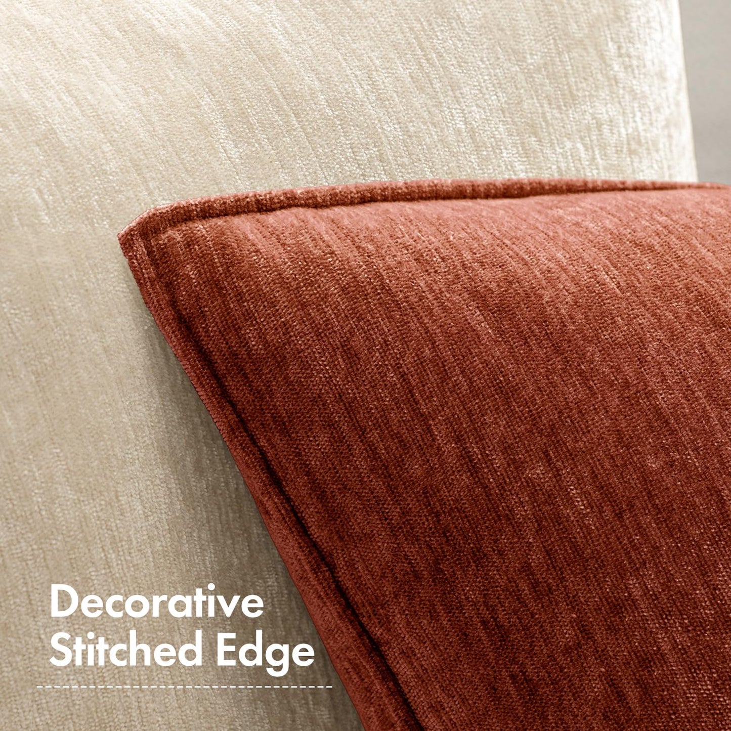 MIULEE Chenille Couch Pillow Covers Fall for Living Room 18x18 Dark Brown