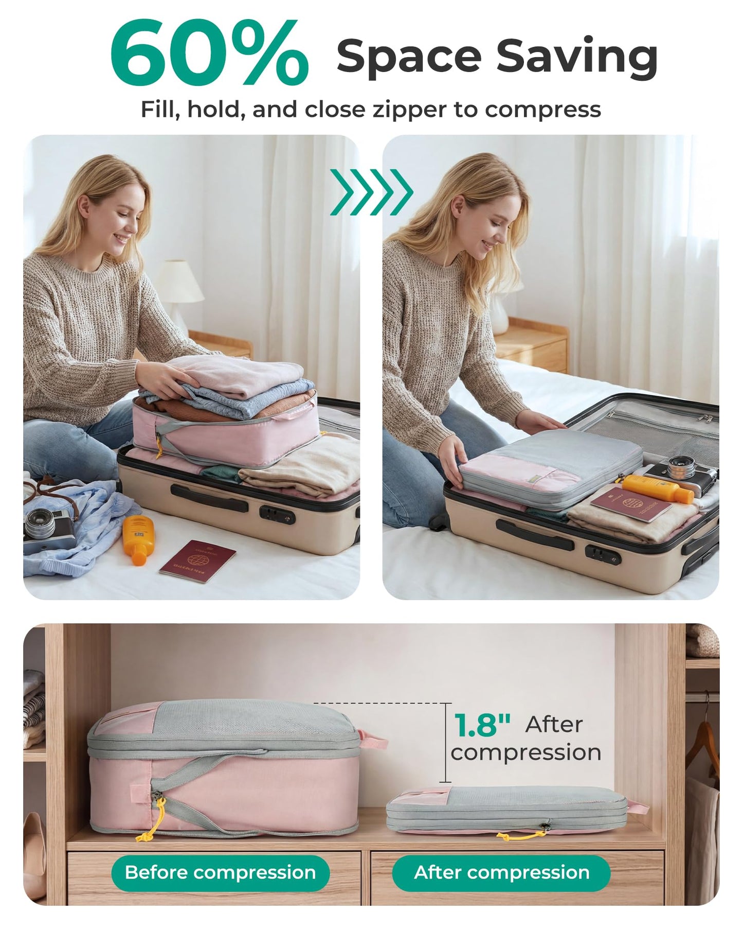 BAGSMART Compression Packing Cubes for Travel Essentials