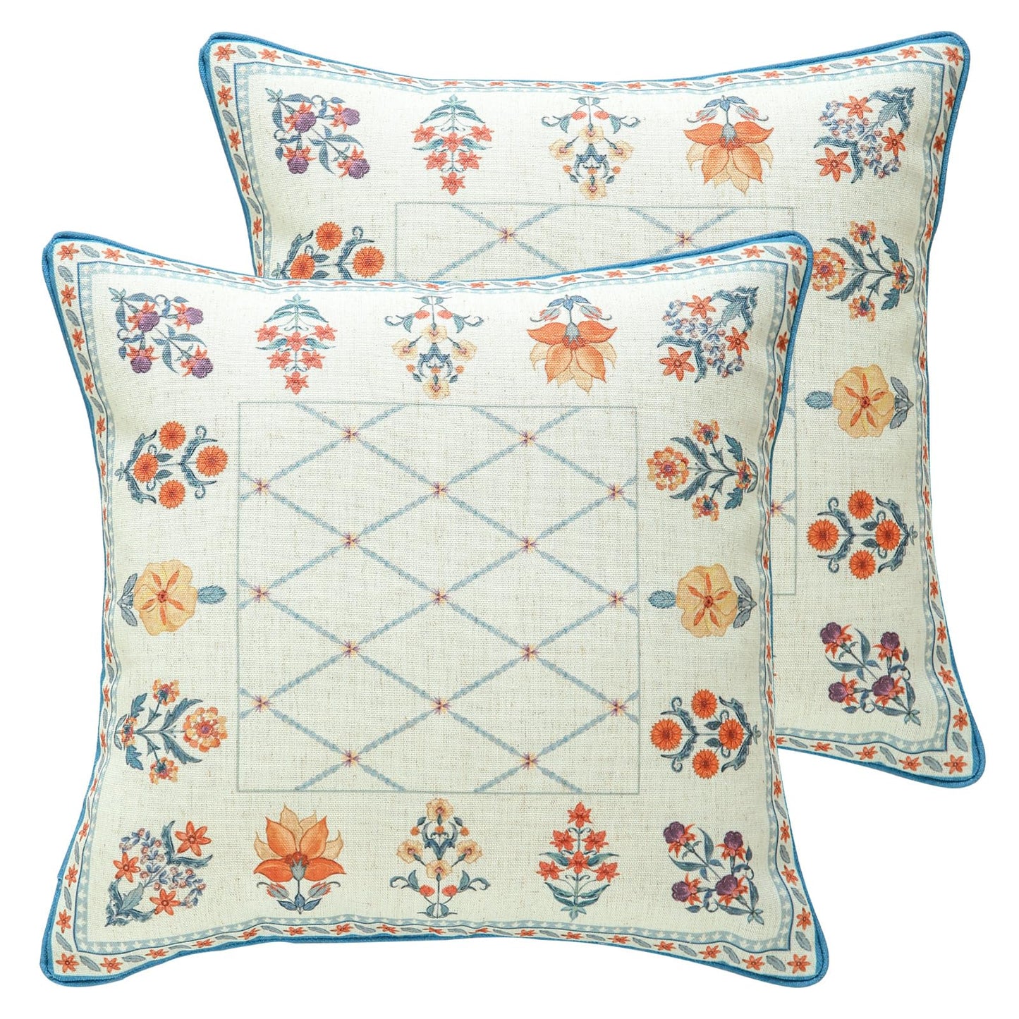 ISAENNE Designer Vintage Square Throw Pillow Cover,Set of 2,18"x18"