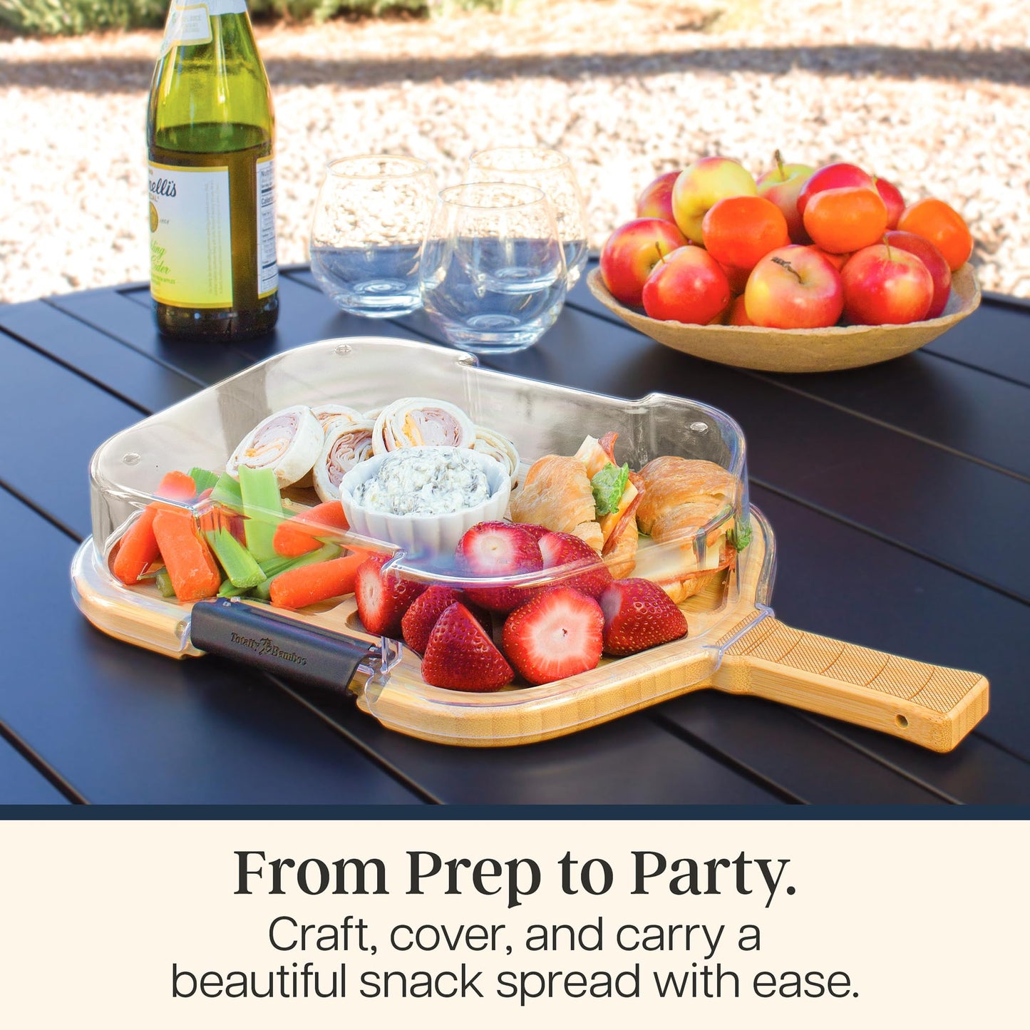 Totally Bamboo Flip, Serve & Store Football Charcuterie Board with Lid