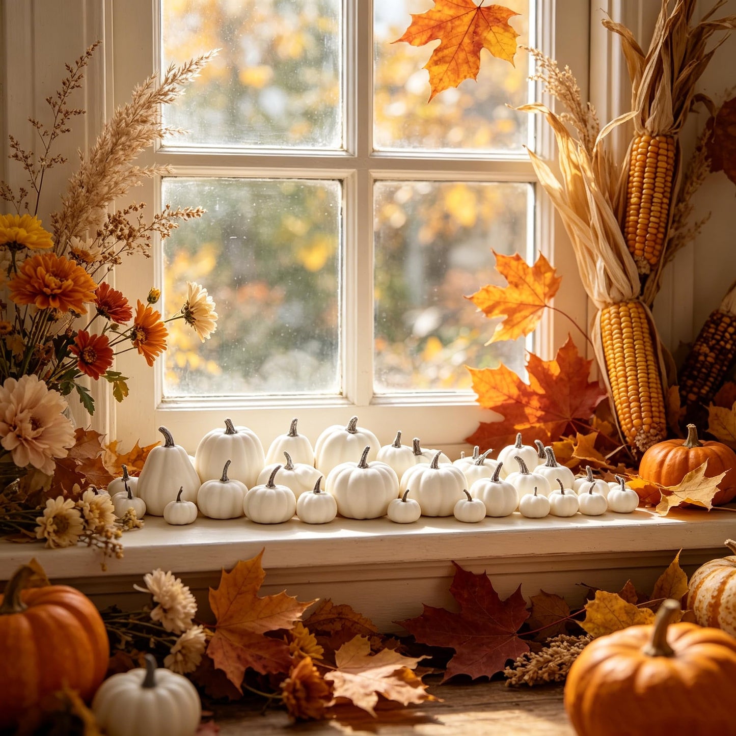 winemana 12 Pcs Pumpkin Fall Decorations, Golden Artificial Pumpkins