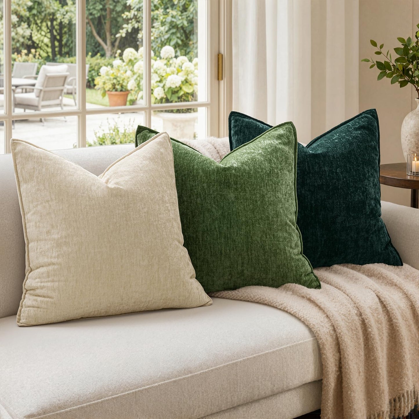 MIULEE Chenille Couch Pillow Covers Fall for Living Room 18x18 Dark Brown