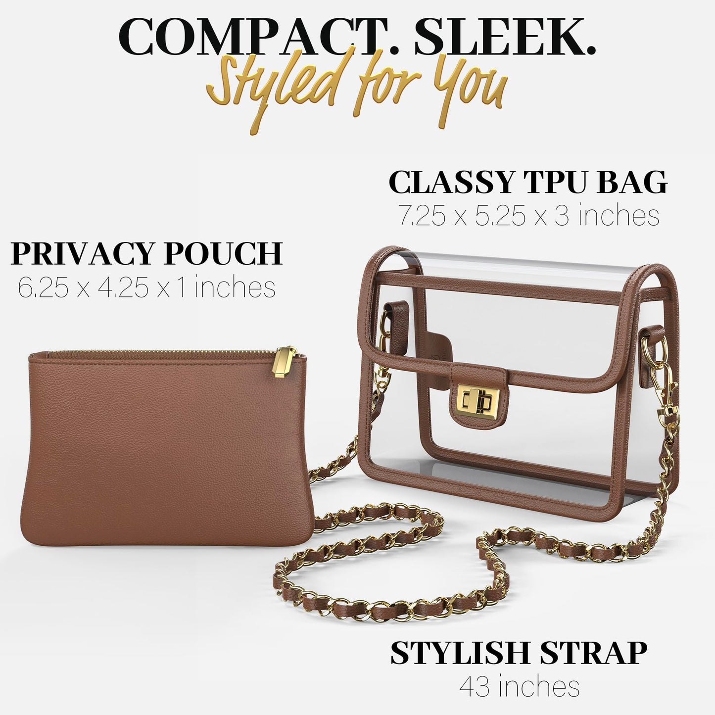 Clear Crossbody Purse for Women, RFID Wallet, Stadium Approved Clear Bag