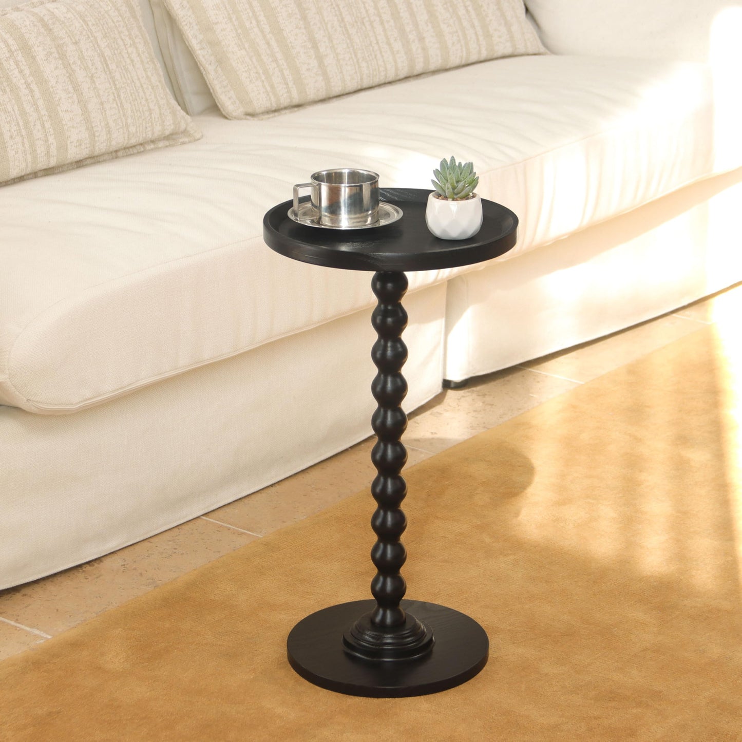 AWASEN Small Side Table, Round Drink Table for Small Spaces, Round Accent End Table Living Room, Nightstand for Bedroom, Corners, Office, Walnut Brown