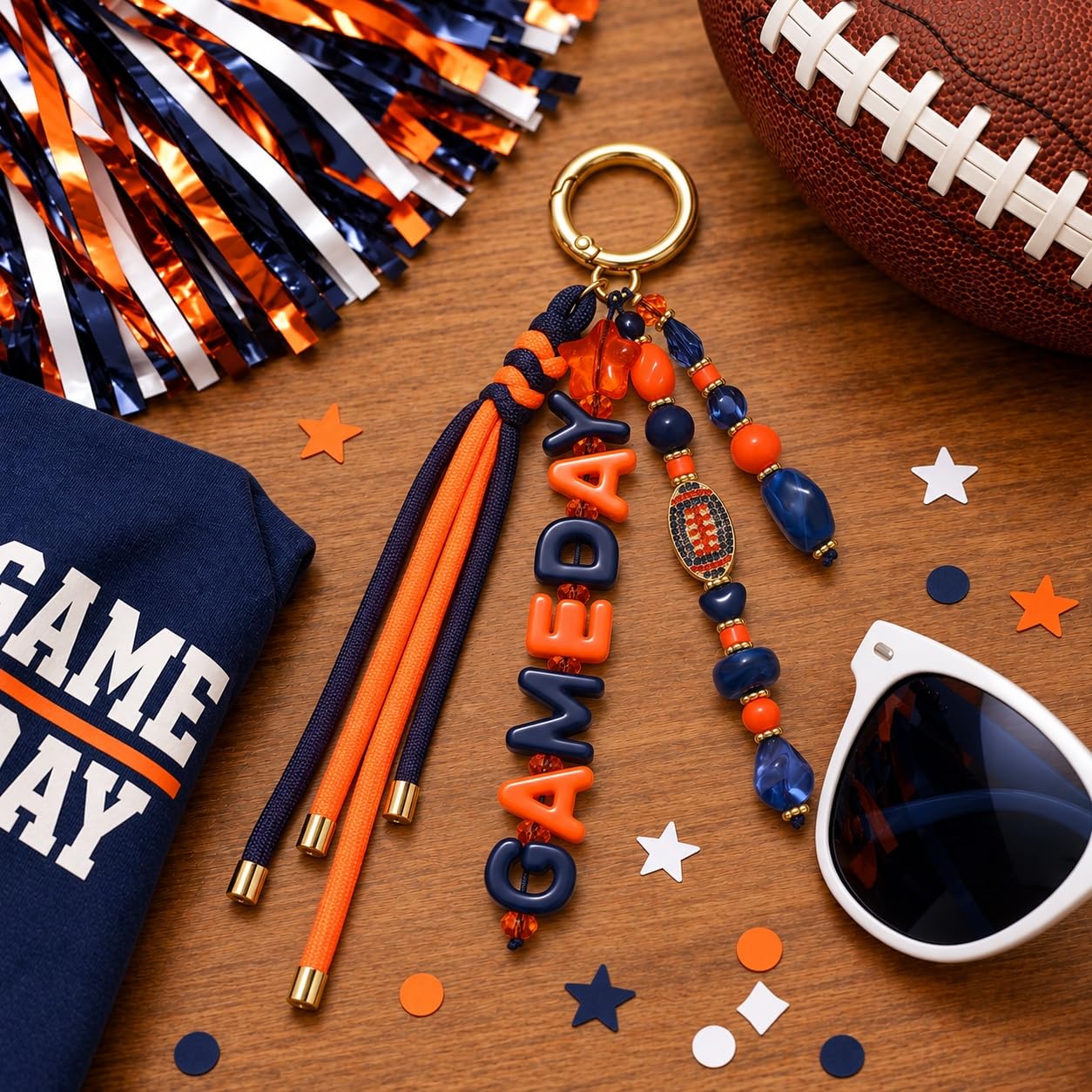 ANGLESJELL Football Bag Charms Paracord Game Day Keychains Purse Charms Football Cheer Mom Accessories Essentials Gifts