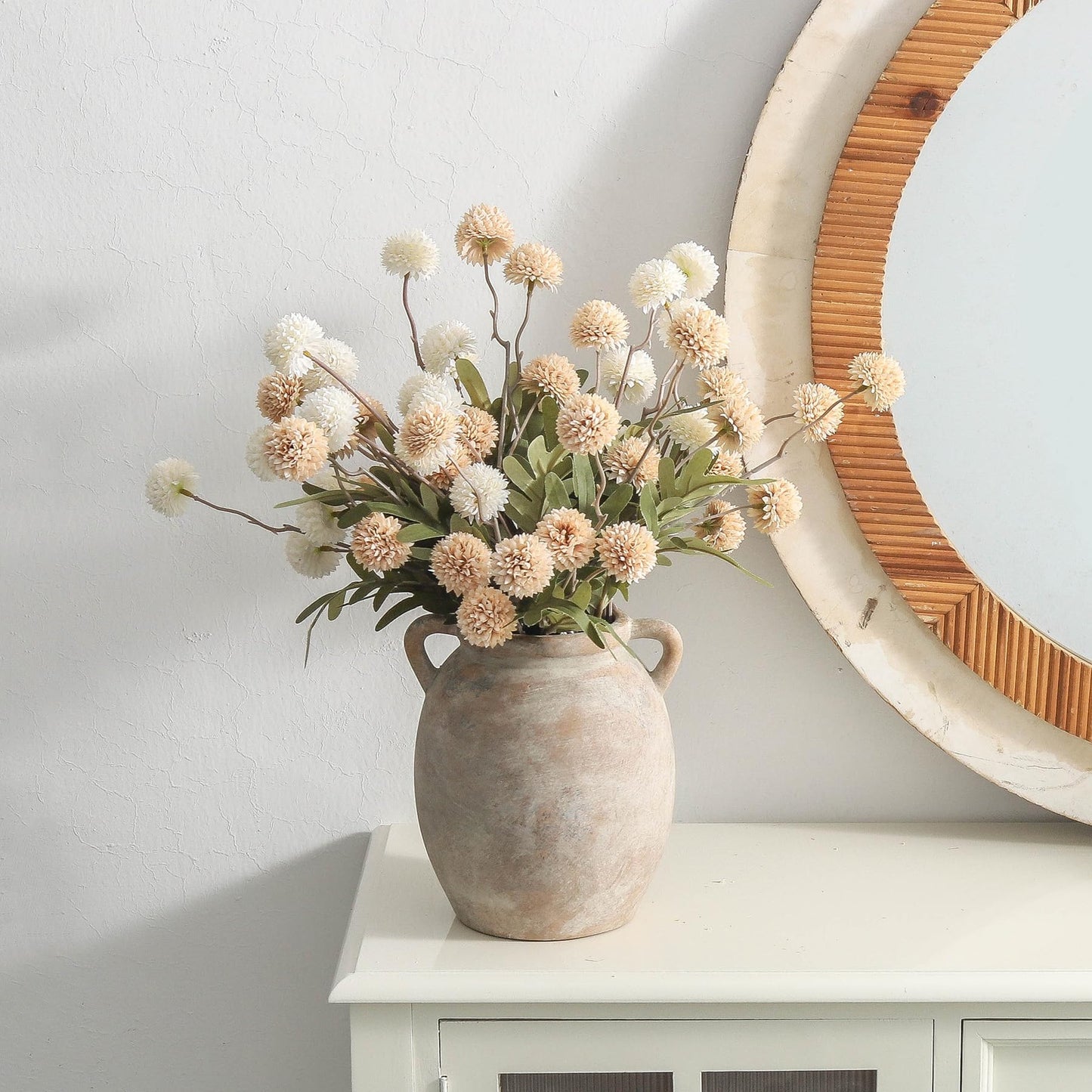 Dobbyby Ceramic Flower Vase 12 inch Farmhouse Rustic Vase Decorative Pottery Terracotta Tall Vases for Home Decor Table Mantle Fireplace Living Room Bathroom Wedding Centerpiece (Large-Terracota)