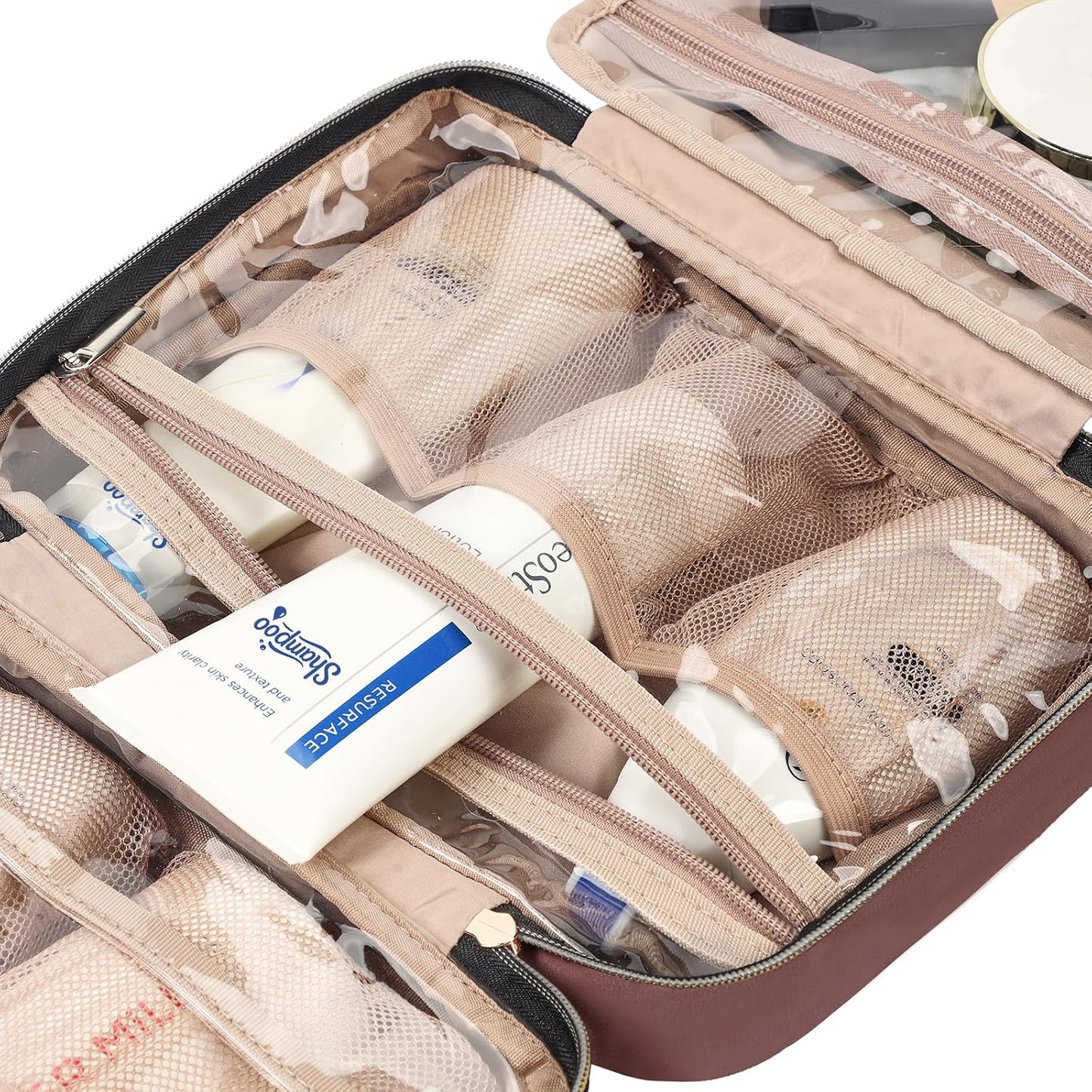 NISHEL Travel Toiletry Bag for women, Portable Hanging makeup Organizer