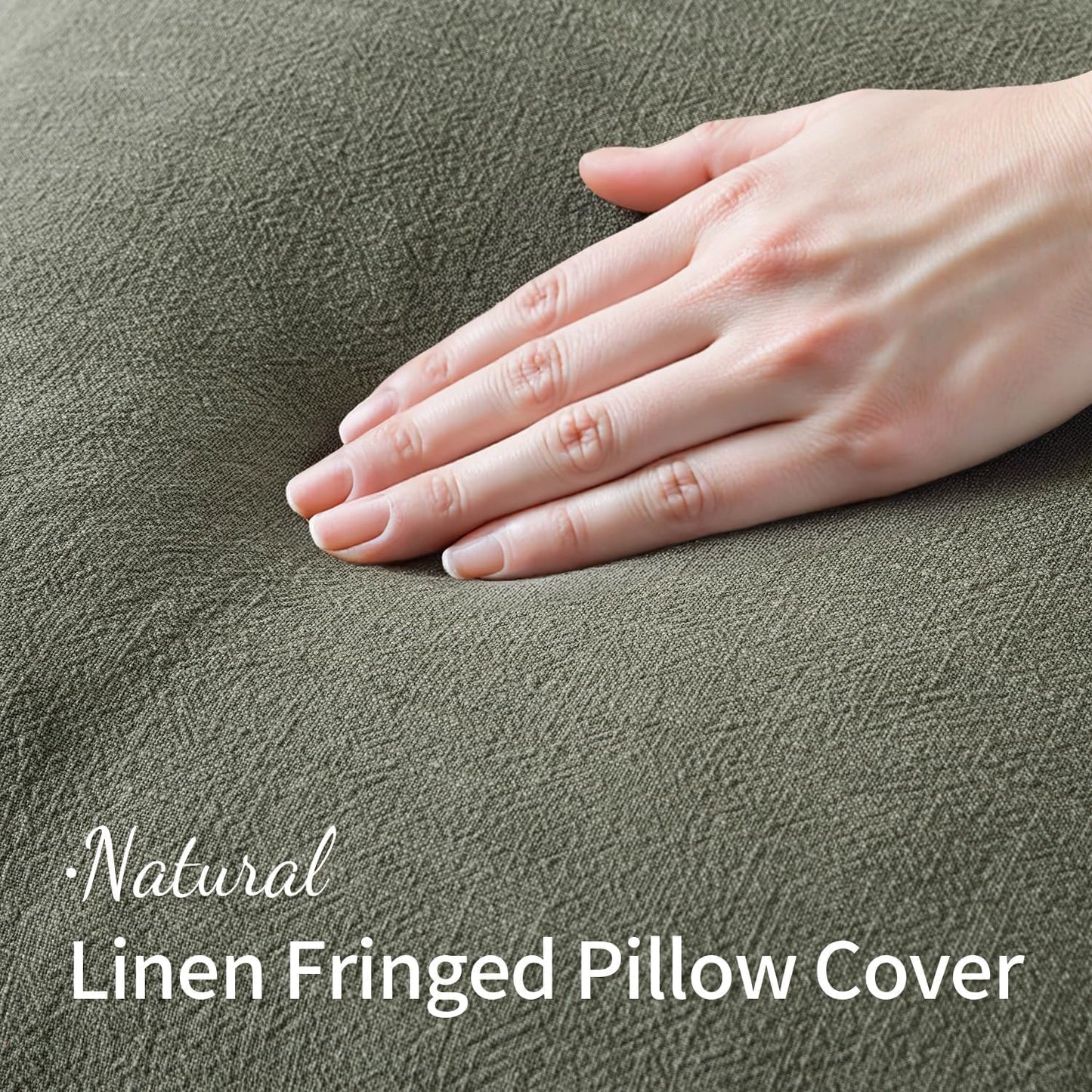 MIULEE 14x36 Long Linen Lumbar Pillow Covers Set of 1 Light Olive Green