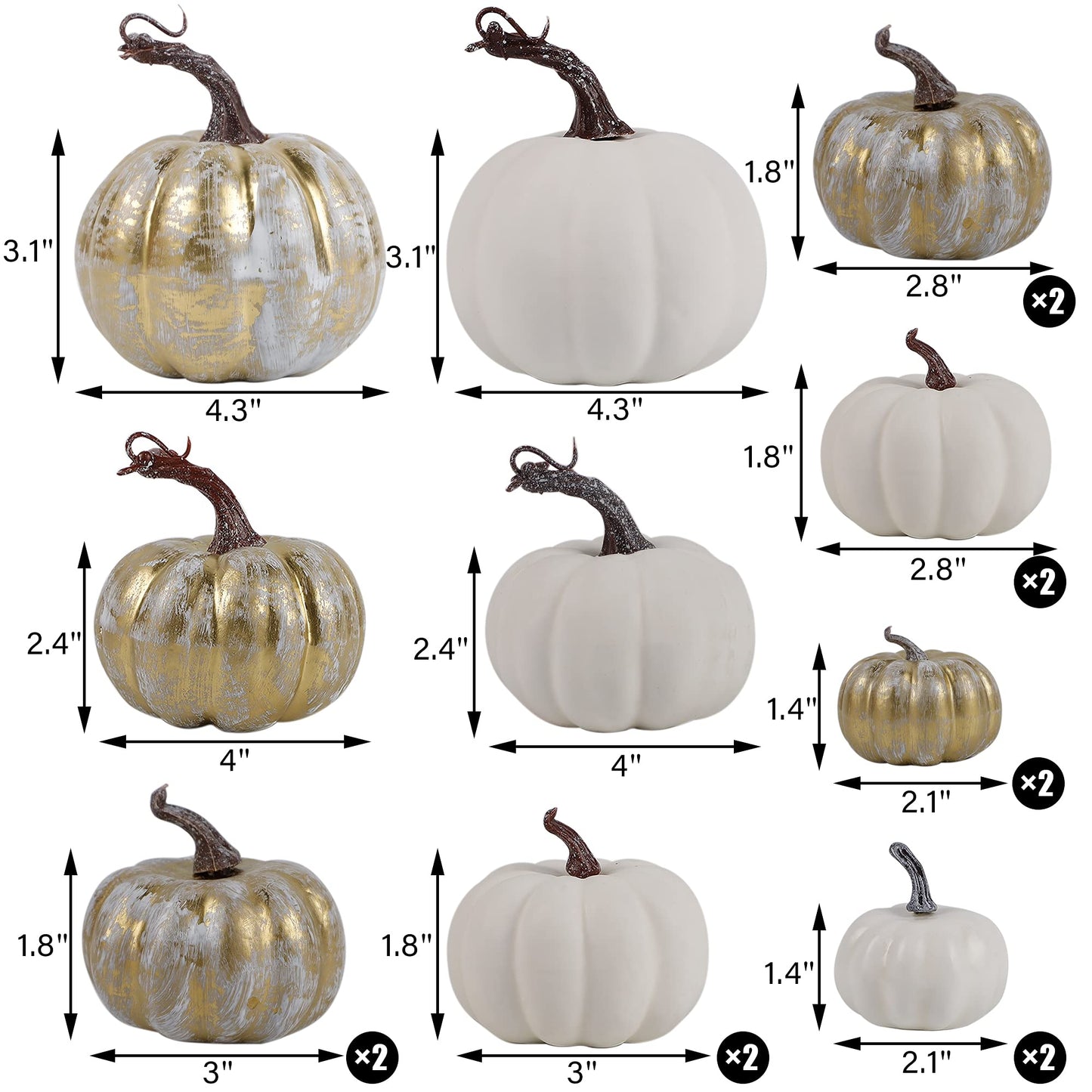 winemana 12 Pcs Pumpkin Fall Decorations, Golden Artificial Pumpkins