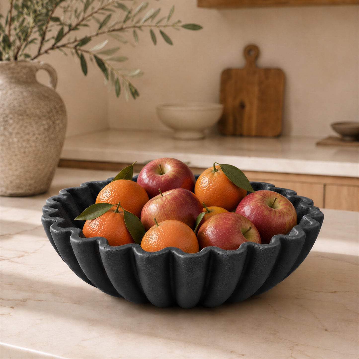 KIBAGA Decorative Marble Fruit Bowl for Your Kitchen Counter or Table Decor