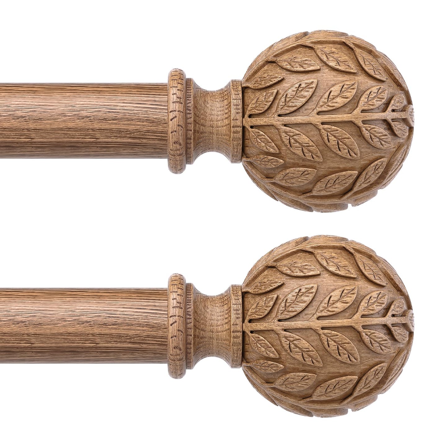 Curtain Rod 36-91 Inch, Boho Wood 1 Inch Curtain Rods for Windows