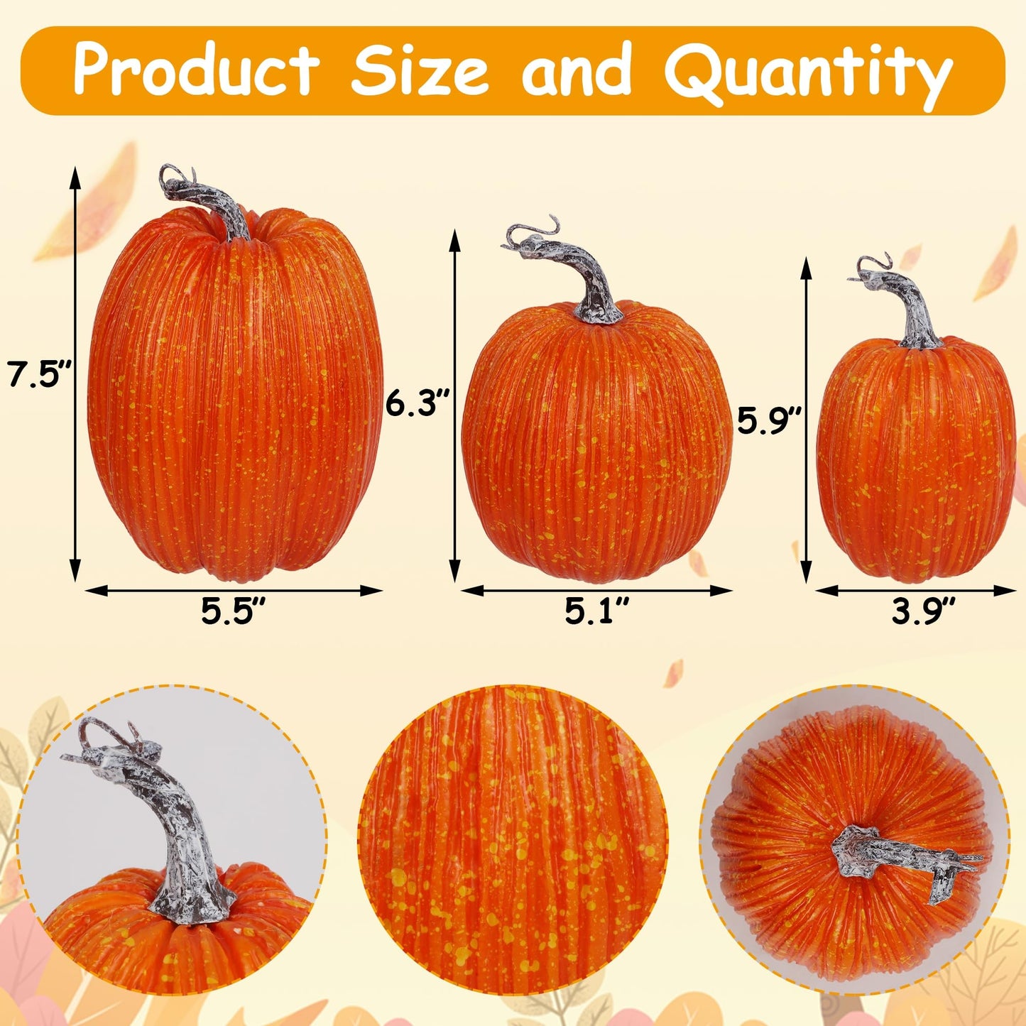 winemana 12 Pcs Pumpkin Fall Decorations, Golden Artificial Pumpkins
