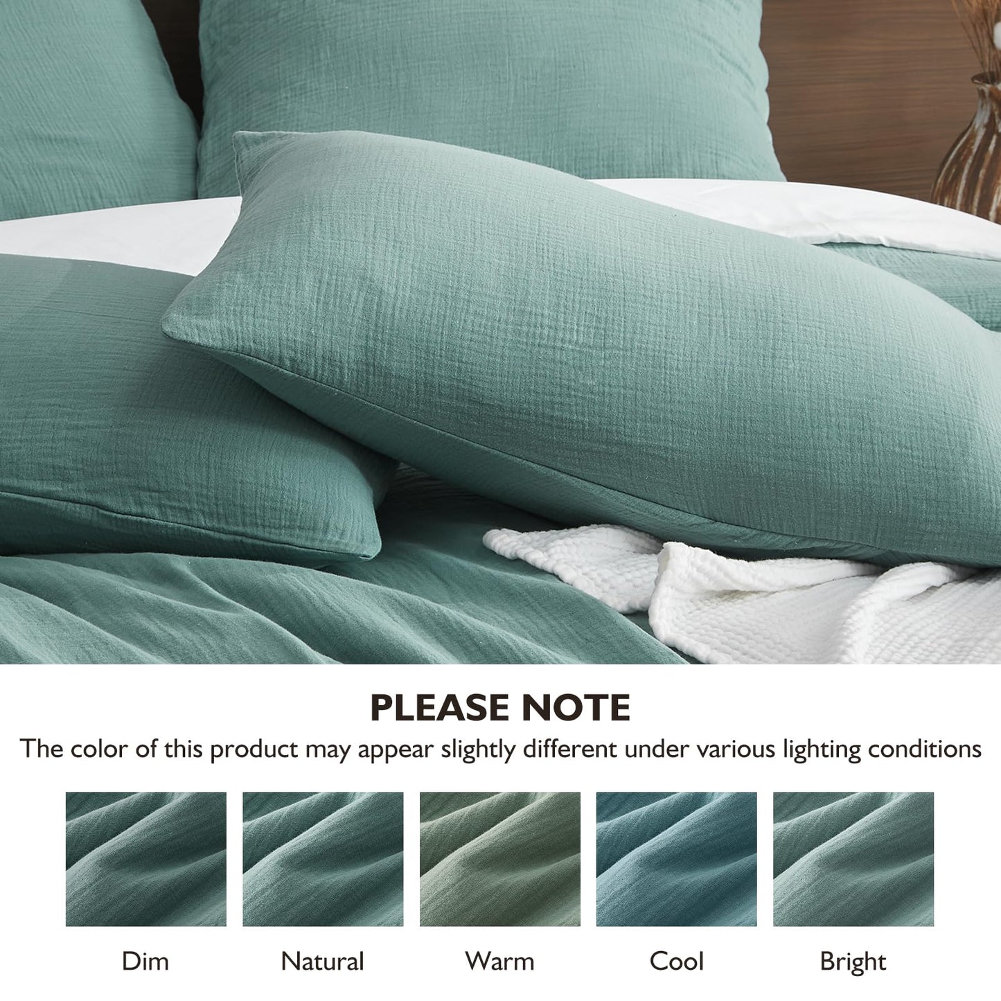 EMME Muslin Cotton Duvet Cover Set Linen Like Beige Queen