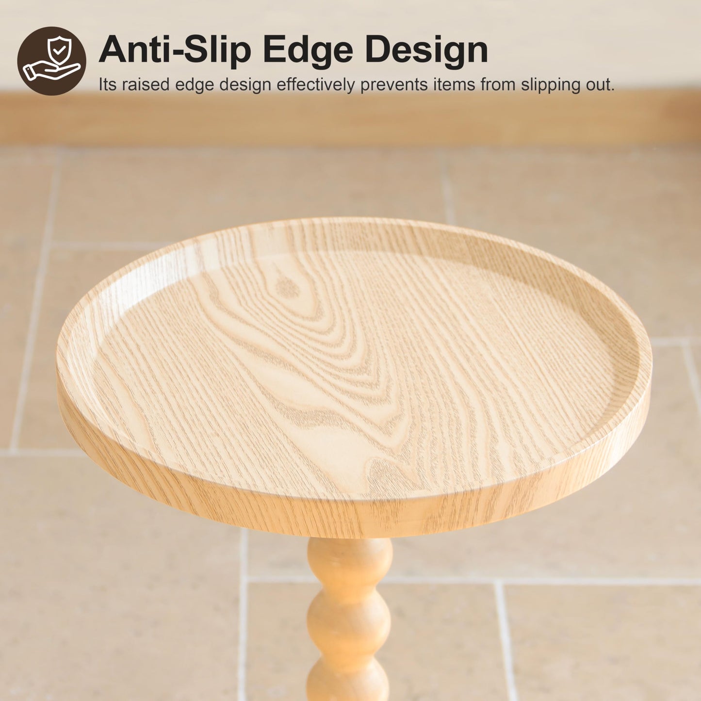 AWASEN Small Side Table, Round Drink Table for Small Spaces, Round Accent End Table Living Room, Nightstand for Bedroom, Corners, Office, Walnut Brown