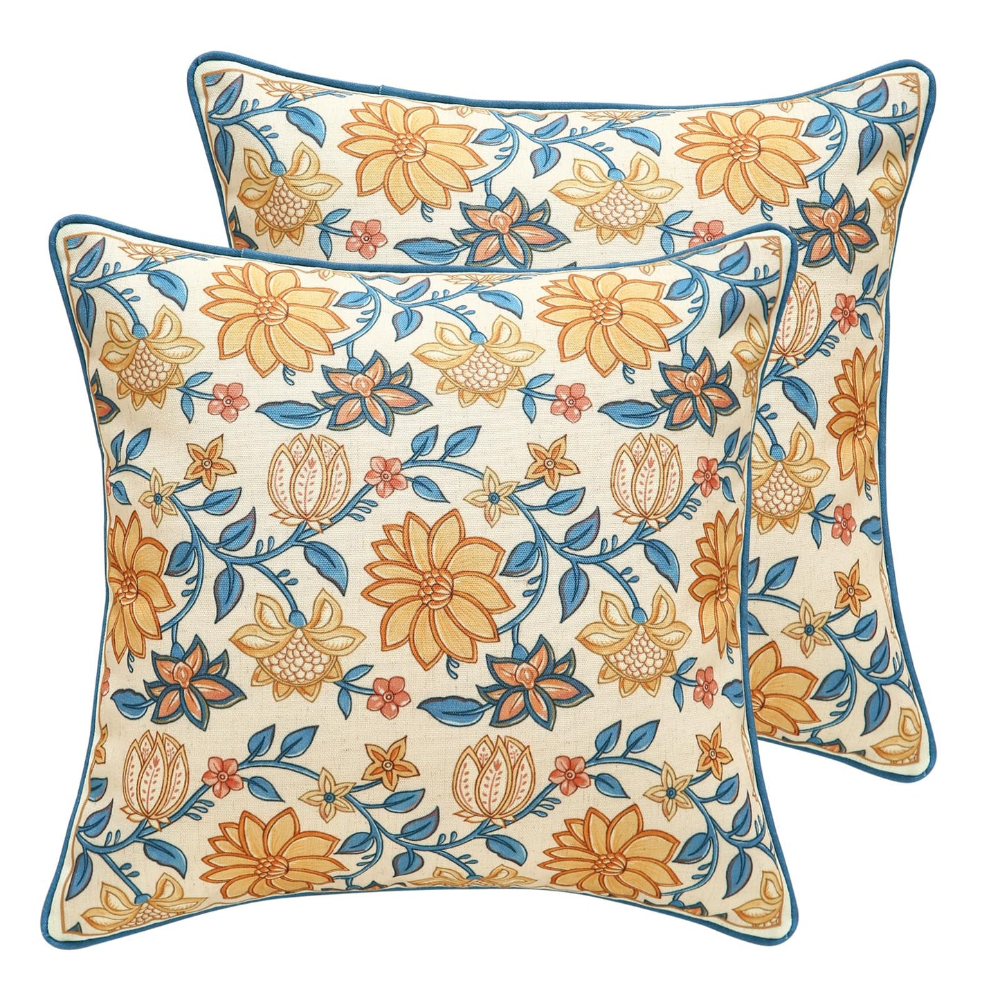 ISAENNE Designer Vintage Square Throw Pillow Cover,Set of 2,18"x18"