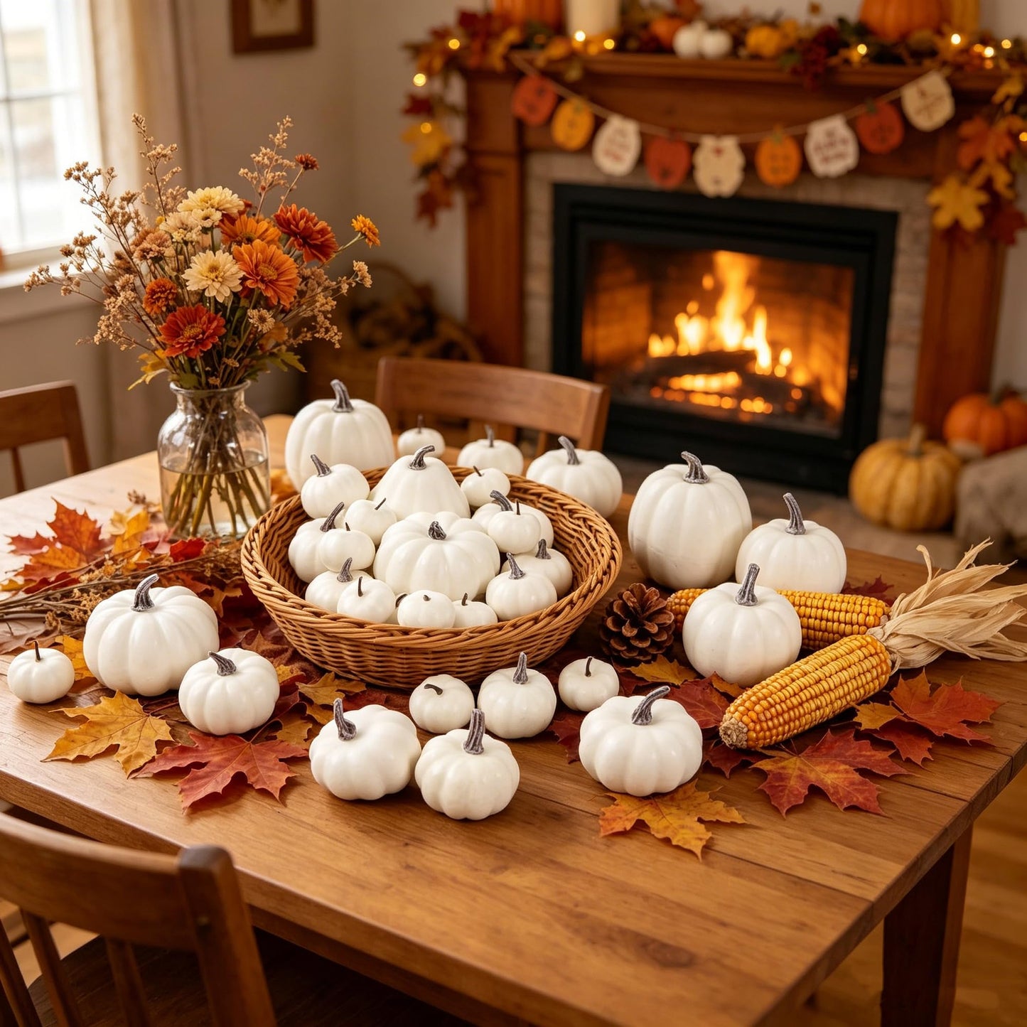 winemana 12 Pcs Pumpkin Fall Decorations, Golden Artificial Pumpkins