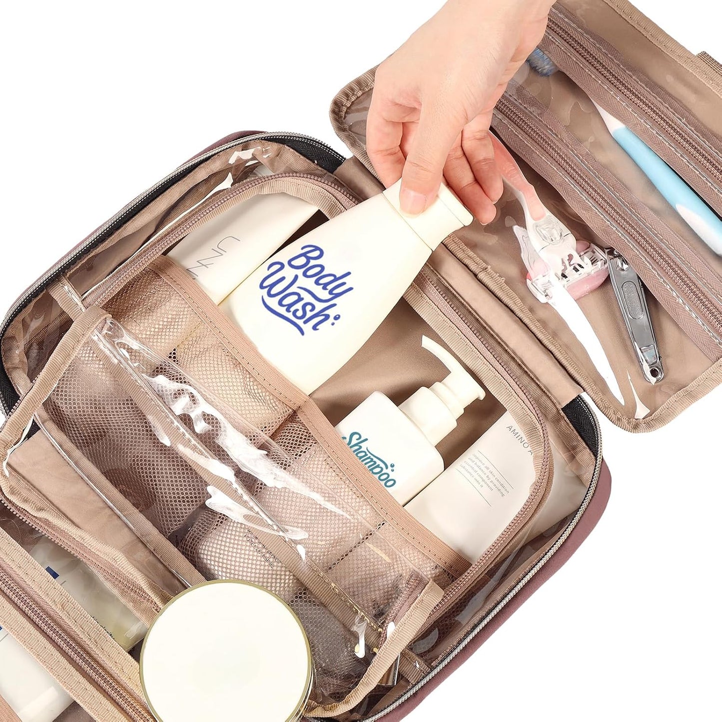 NISHEL Travel Toiletry Bag for women, Portable Hanging makeup Organizer