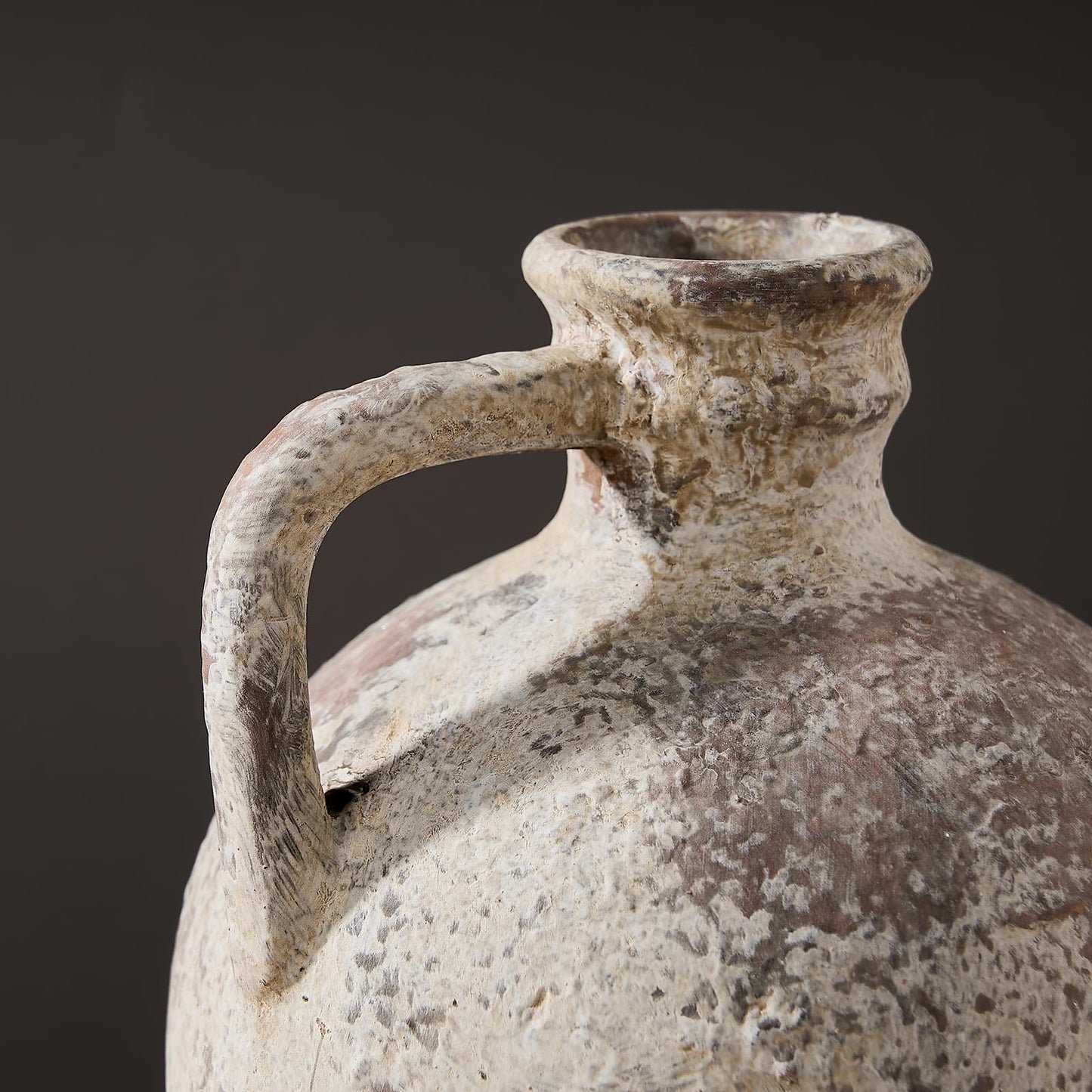 Ceramic Rustic Farmhouse Vase,9.25 inch Terracotta Vase with Handle