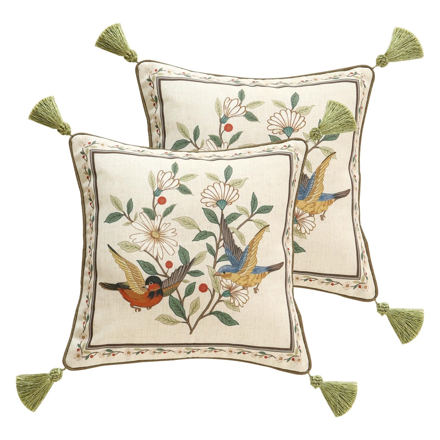 ISAENNE Designer Vintage Square Throw Pillow Cover,Set of 2,18"x18"