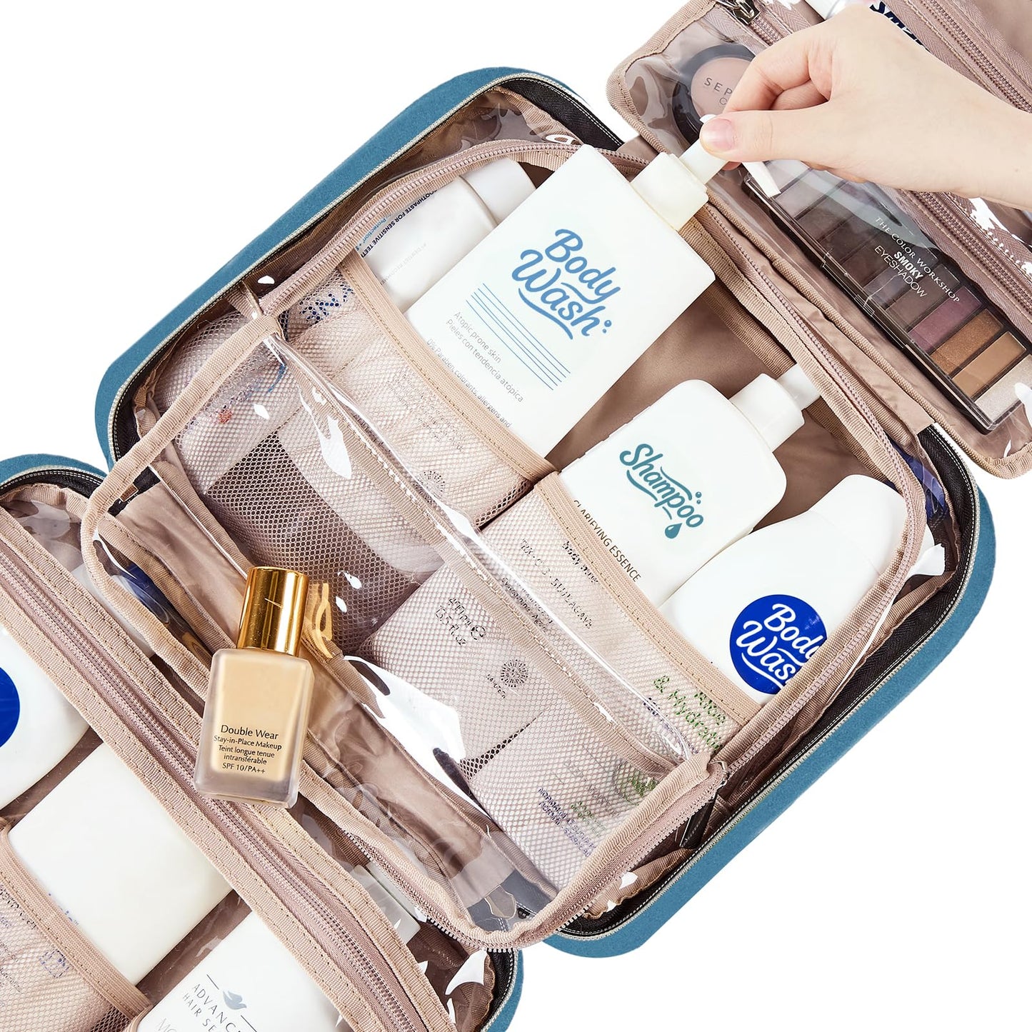 NISHEL Travel Toiletry Bag for women, Portable Hanging makeup Organizer