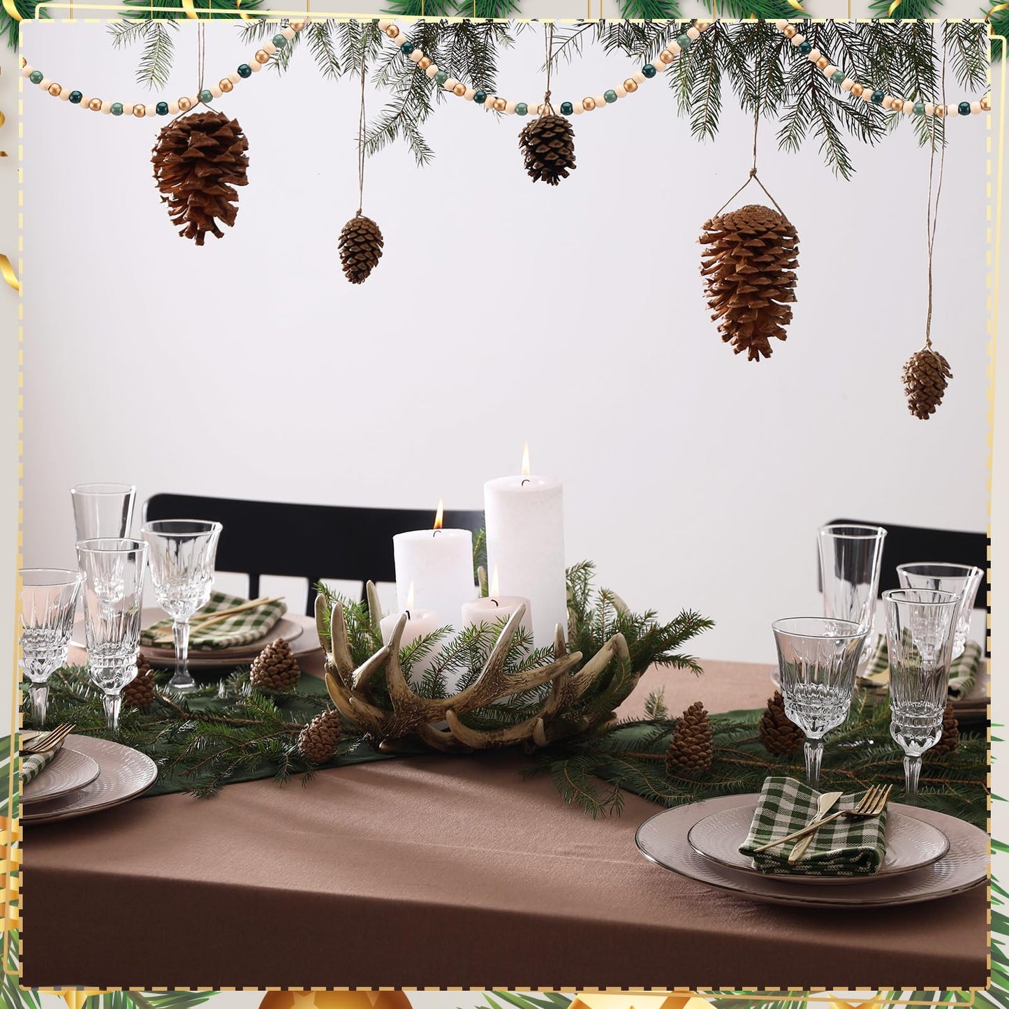 WILLBOND 16 Feet Wood Bead Garland Christmas Tree, Wood Color