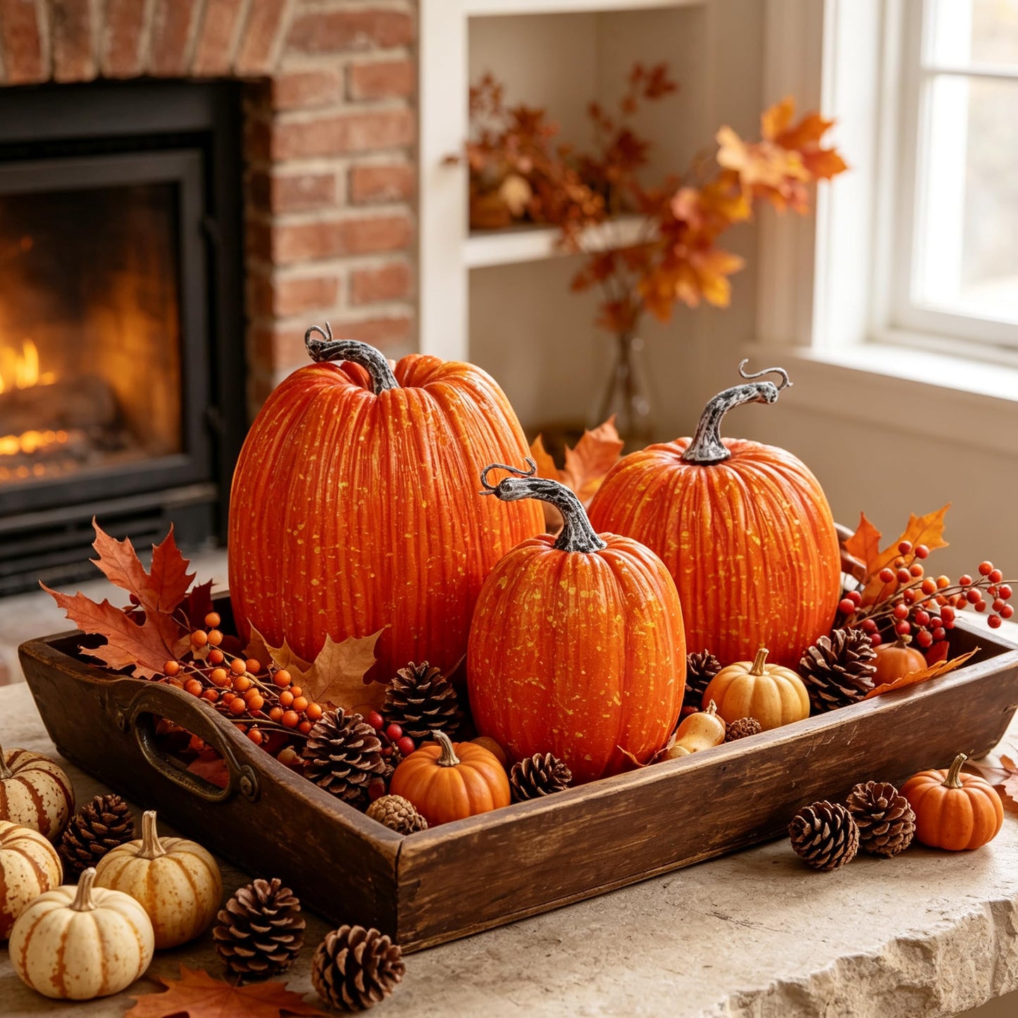winemana 12 Pcs Pumpkin Fall Decorations, Golden Artificial Pumpkins