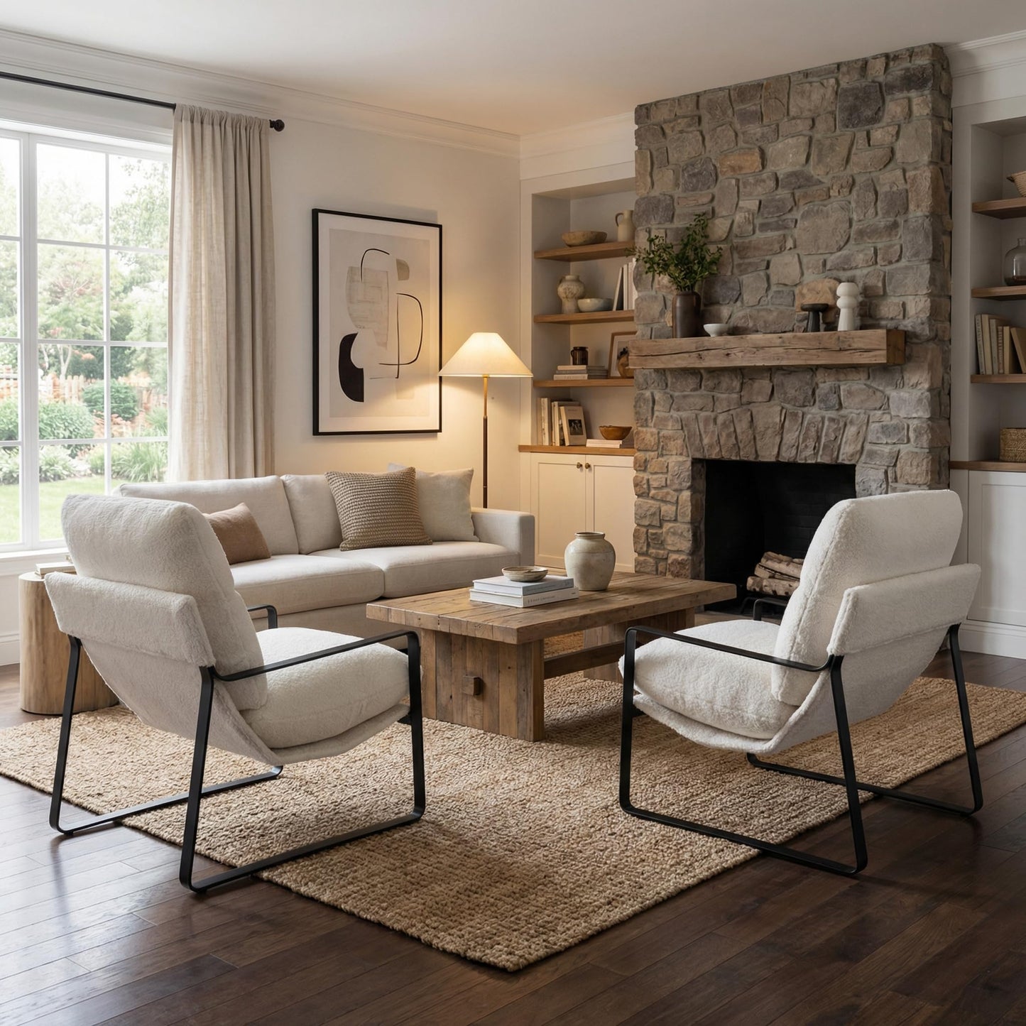 LukeAlon Modern PU Leather Accent Armchair, Brown