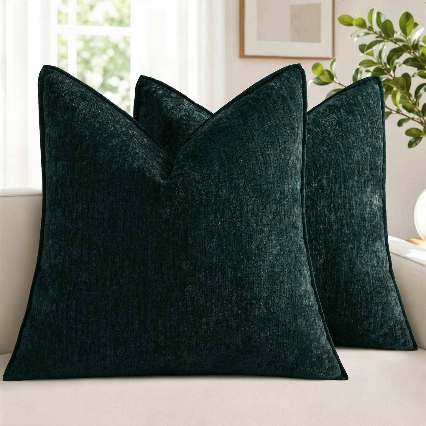 MIULEE Chenille Couch Pillow Covers Fall for Living Room 18x18 Dark Brown