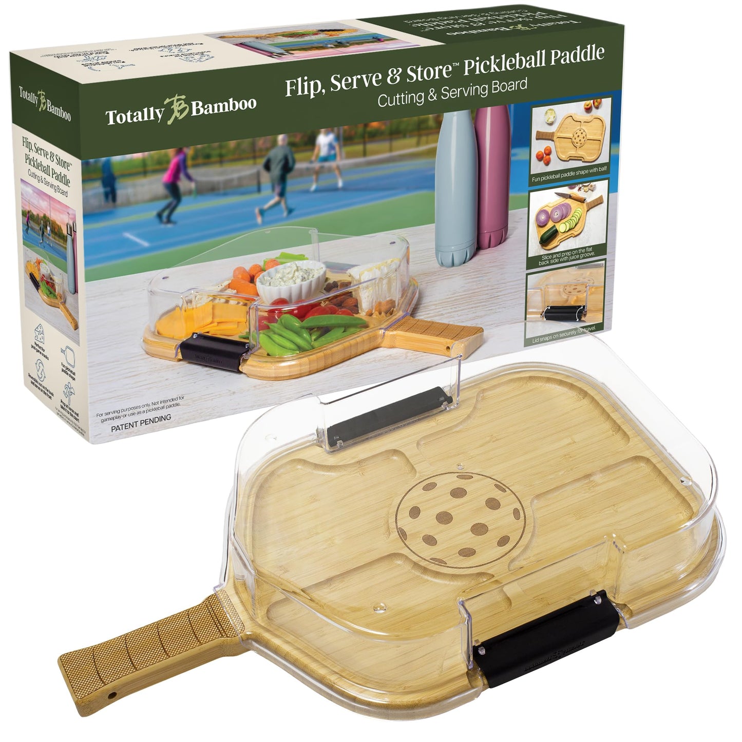 Totally Bamboo Flip, Serve & Store Football Charcuterie Board with Lid