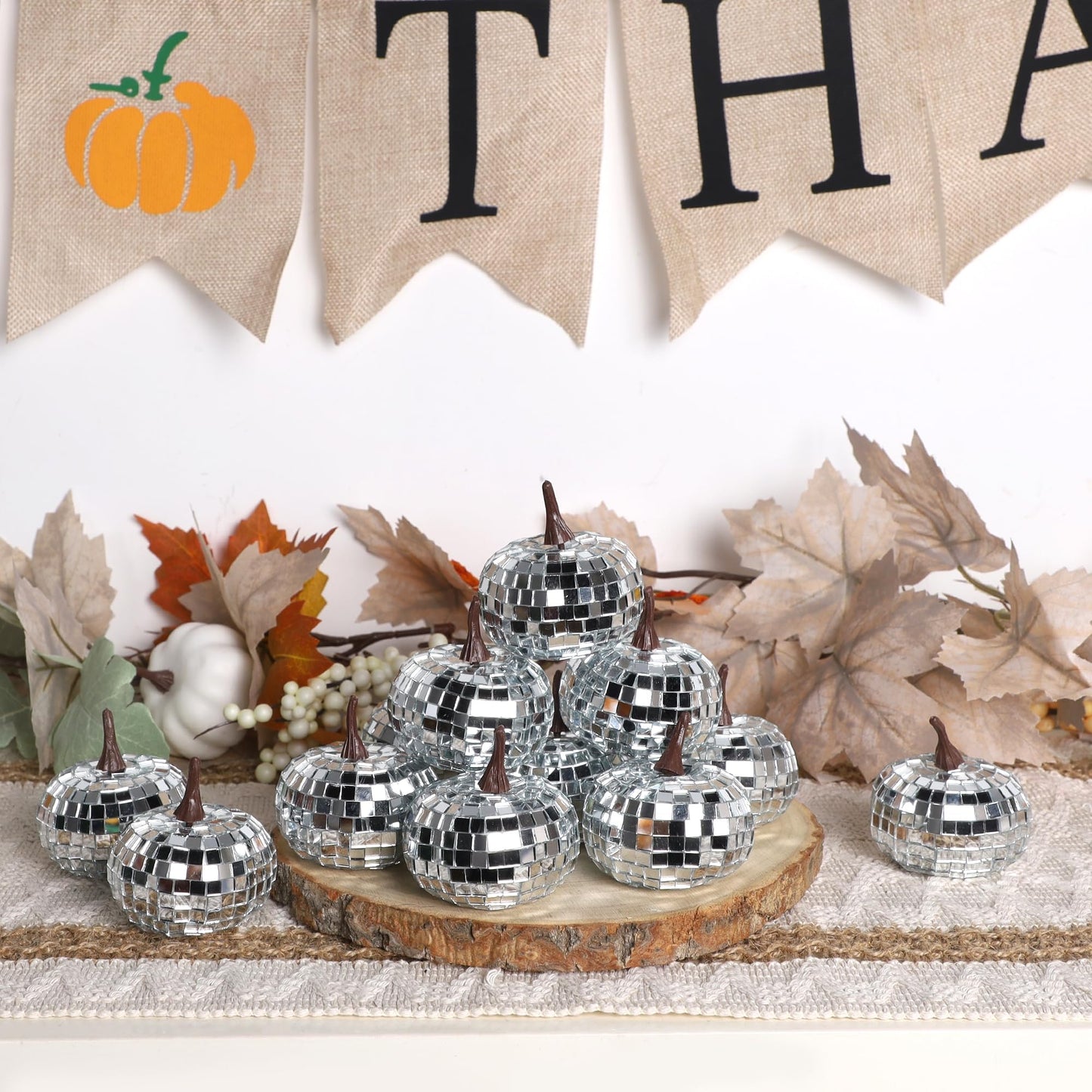 winemana 12 Pcs Pumpkin Fall Decorations, Golden Artificial Pumpkins