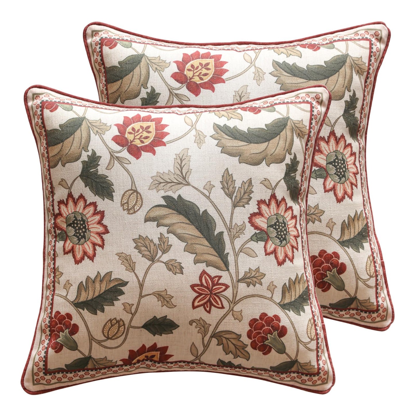 ISAENNE Designer Vintage Square Throw Pillow Cover,Set of 2,18"x18"