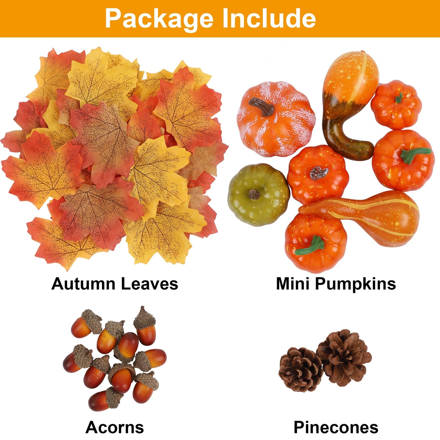 winemana 12 Pcs Pumpkin Fall Decorations, Golden Artificial Pumpkins