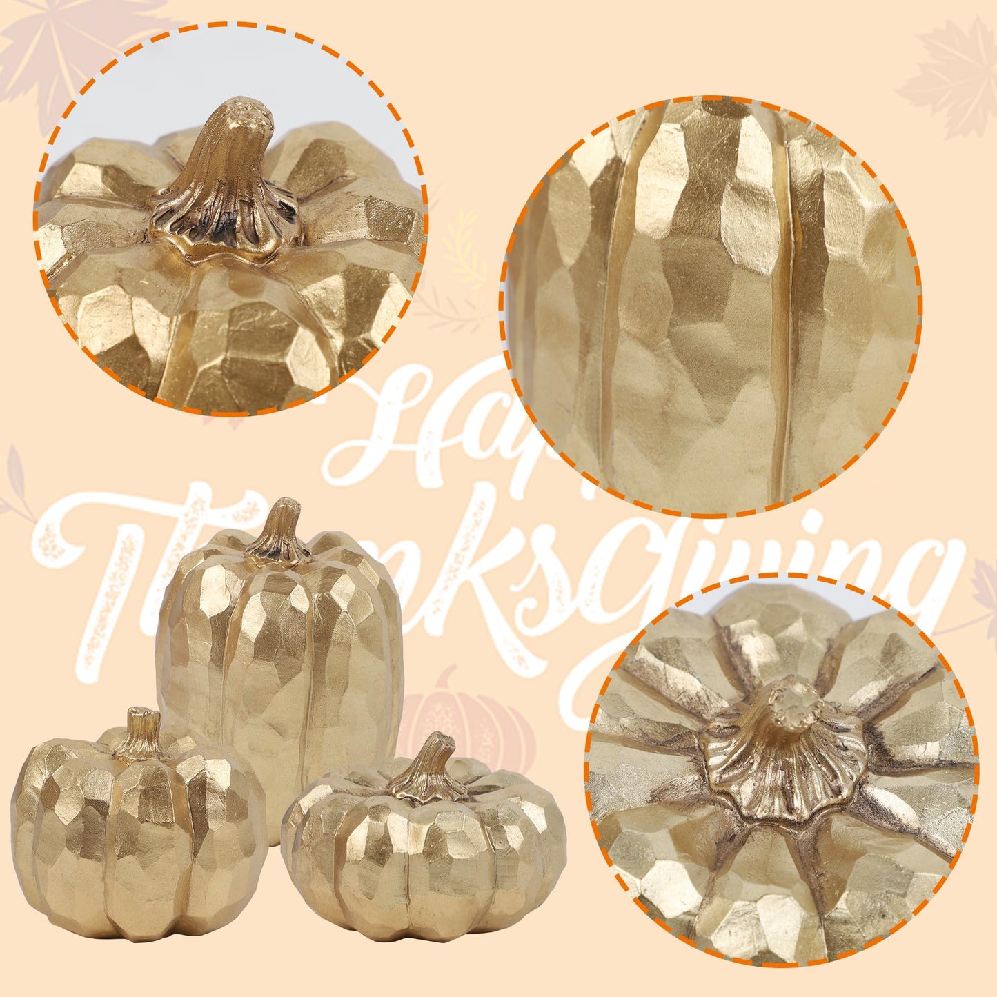 winemana 12 Pcs Pumpkin Fall Decorations, Golden Artificial Pumpkins