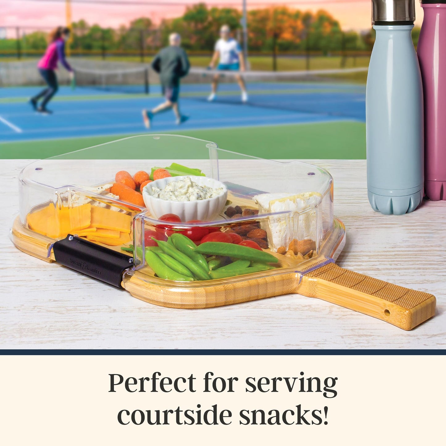 Totally Bamboo Flip, Serve & Store Football Charcuterie Board with Lid