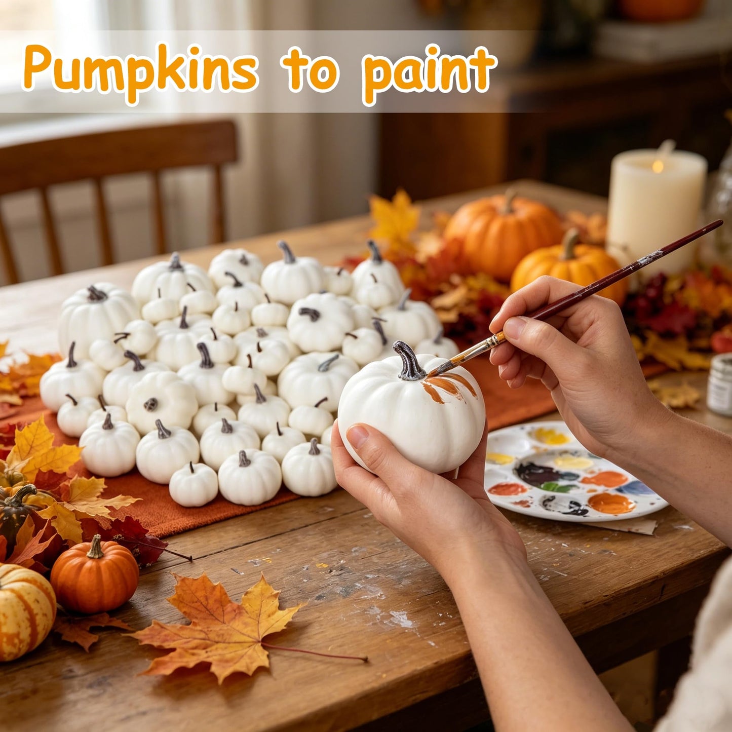 winemana 12 Pcs Pumpkin Fall Decorations, Golden Artificial Pumpkins