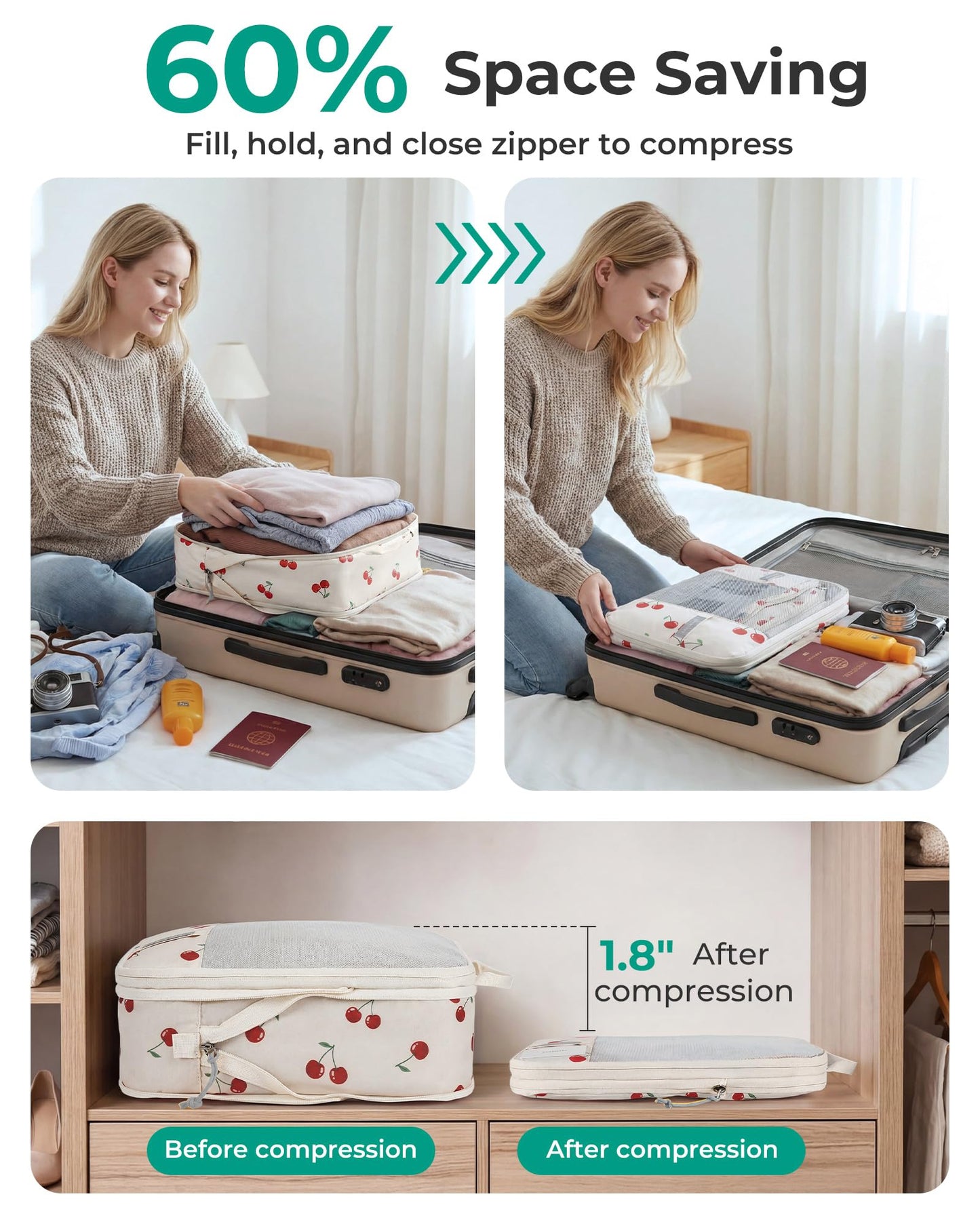 BAGSMART Compression Packing Cubes for Travel Essentials
