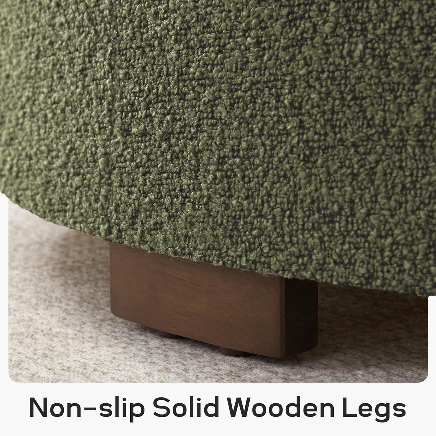 Zihanhome 30 Inch Round Storage Ottoman, Ottoman Coffee Table with Lift Off Lid, Boucle Modern Ottomans with Storage for Living Room, Bedroom, Apartments (Green)