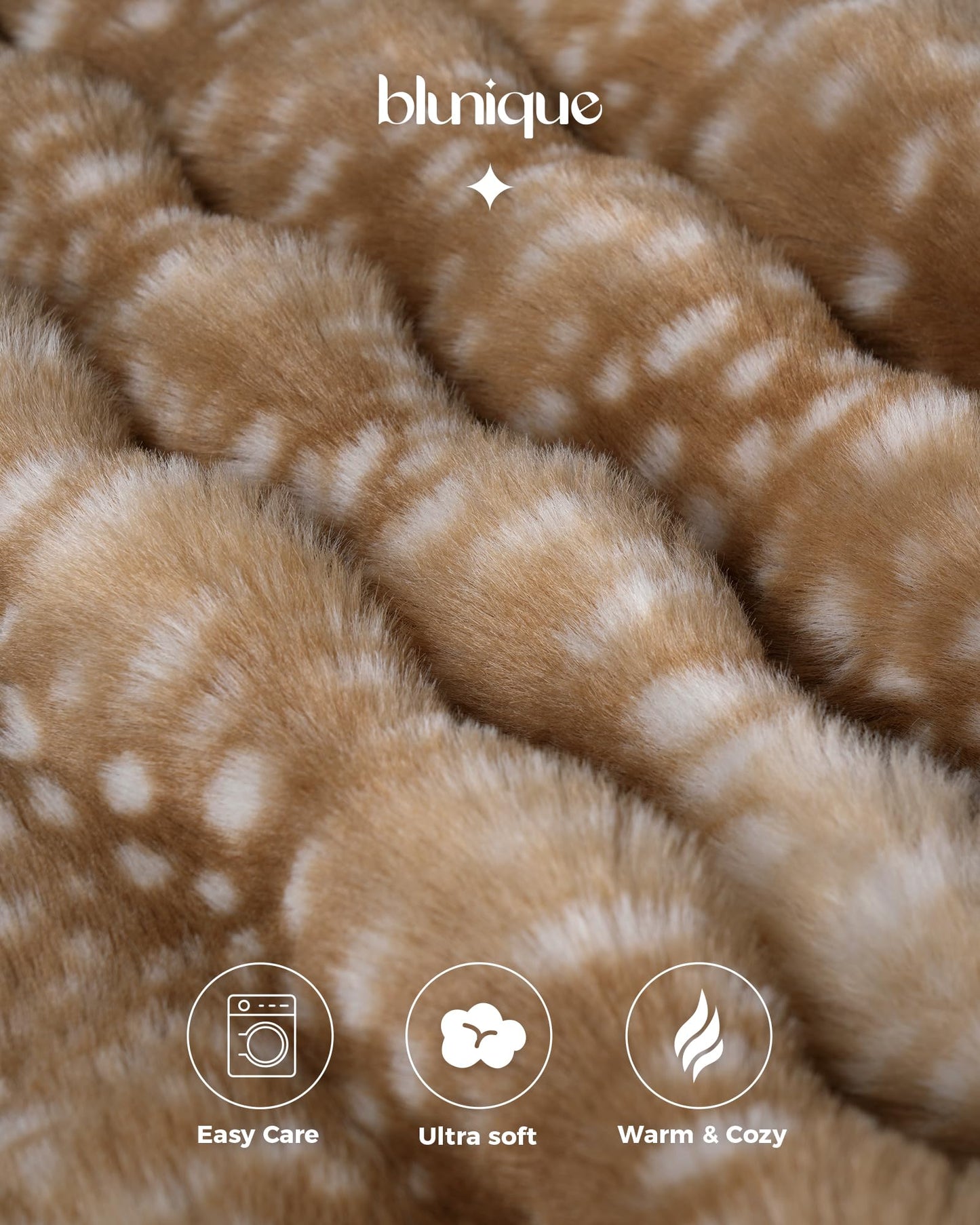 Ultra Soft Cozy Faux Fur Throw Blanket, Fuzzy Plush Thick Bubble Blanket, Oversize Luxury Fluffy Blanket for Couch, Sofa, Bedroom, and Living Room, 50x60 Inches, Light Brown