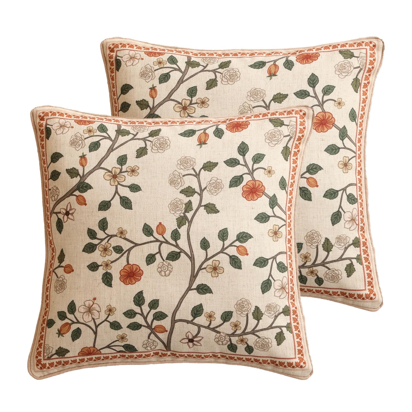 ISAENNE Designer Vintage Square Throw Pillow Cover,Set of 2,18"x18"