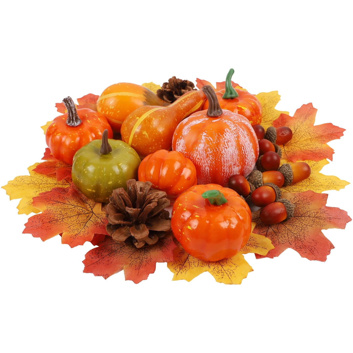 winemana 12 Pcs Pumpkin Fall Decorations, Golden Artificial Pumpkins