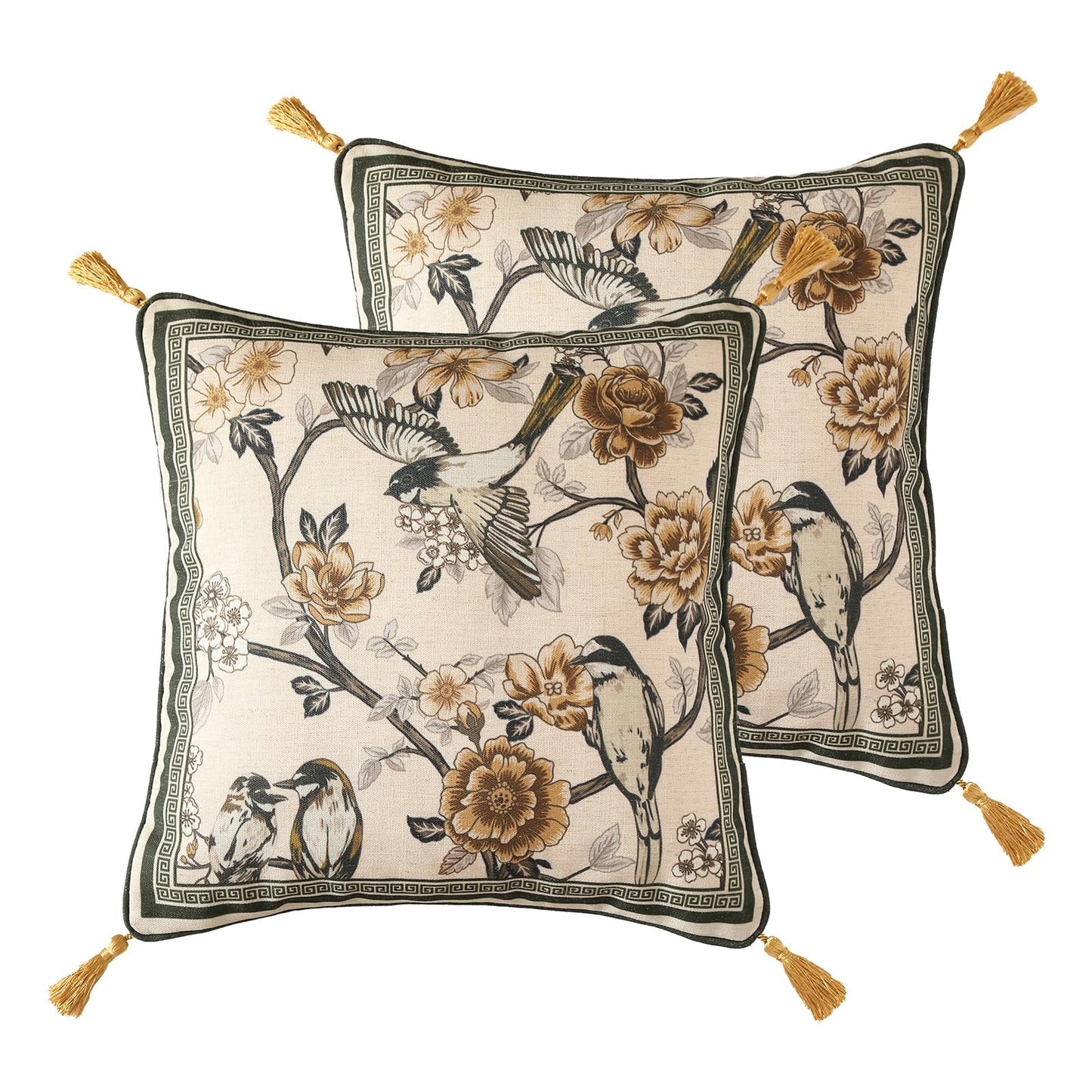 ISAENNE Designer Vintage Square Throw Pillow Cover,Set of 2,18"x18"