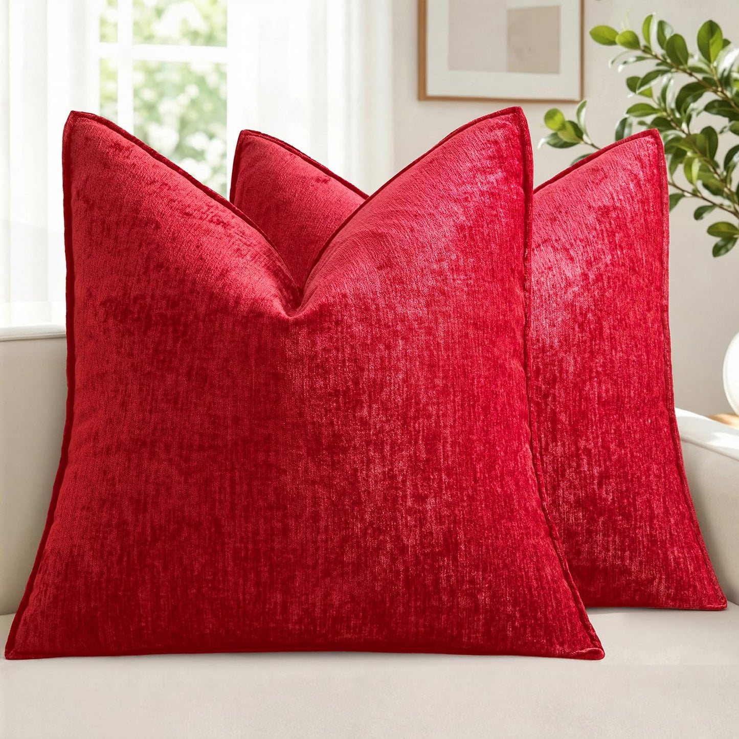 MIULEE Chenille Couch Pillow Covers Fall for Living Room 18x18 Dark Brown