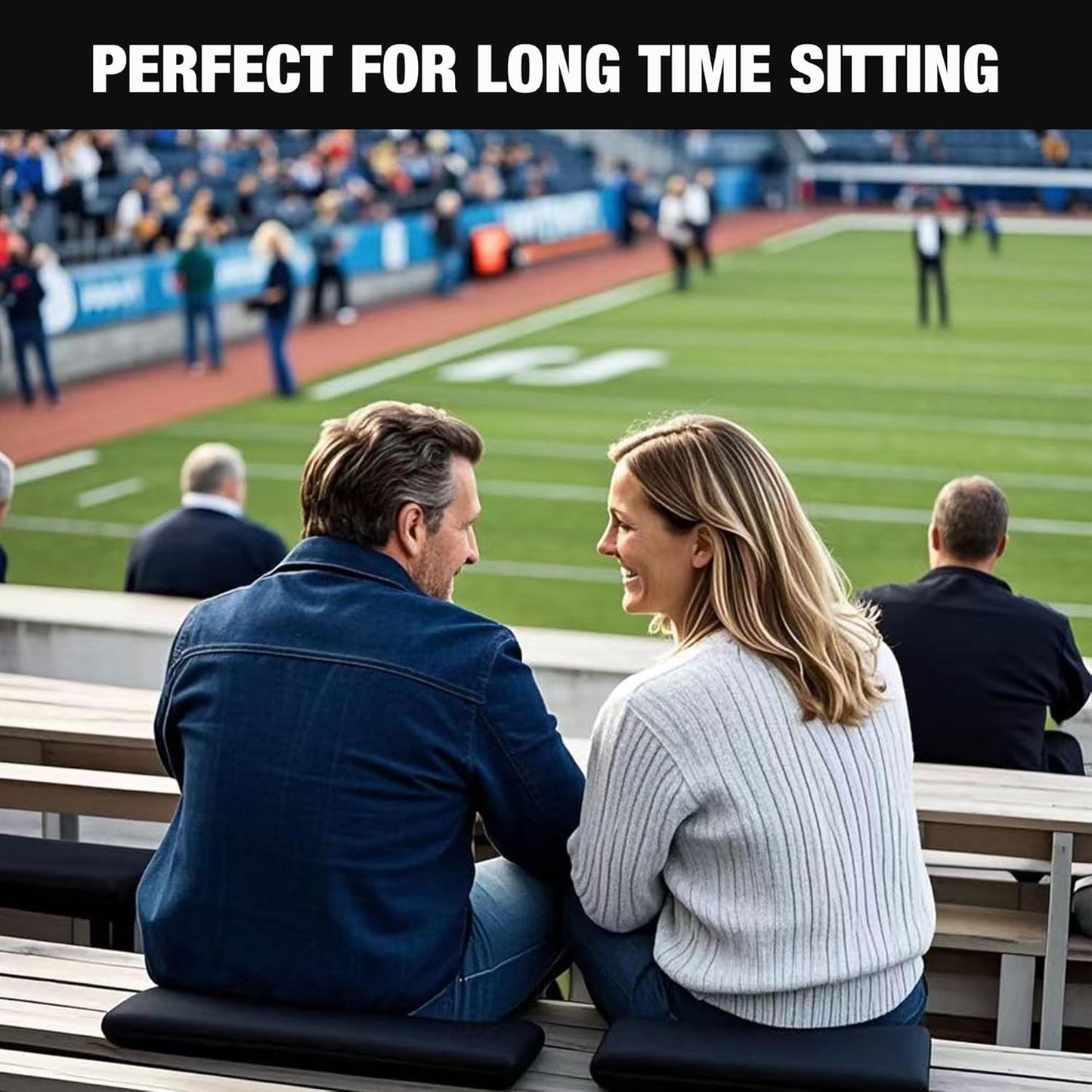 Stadium Seat Cushions 2-Pack 3-Pack, Portable Bleacher Cushions, Waterproof Oxford Fabric, Zipper Design, (Black, 2-Pack)