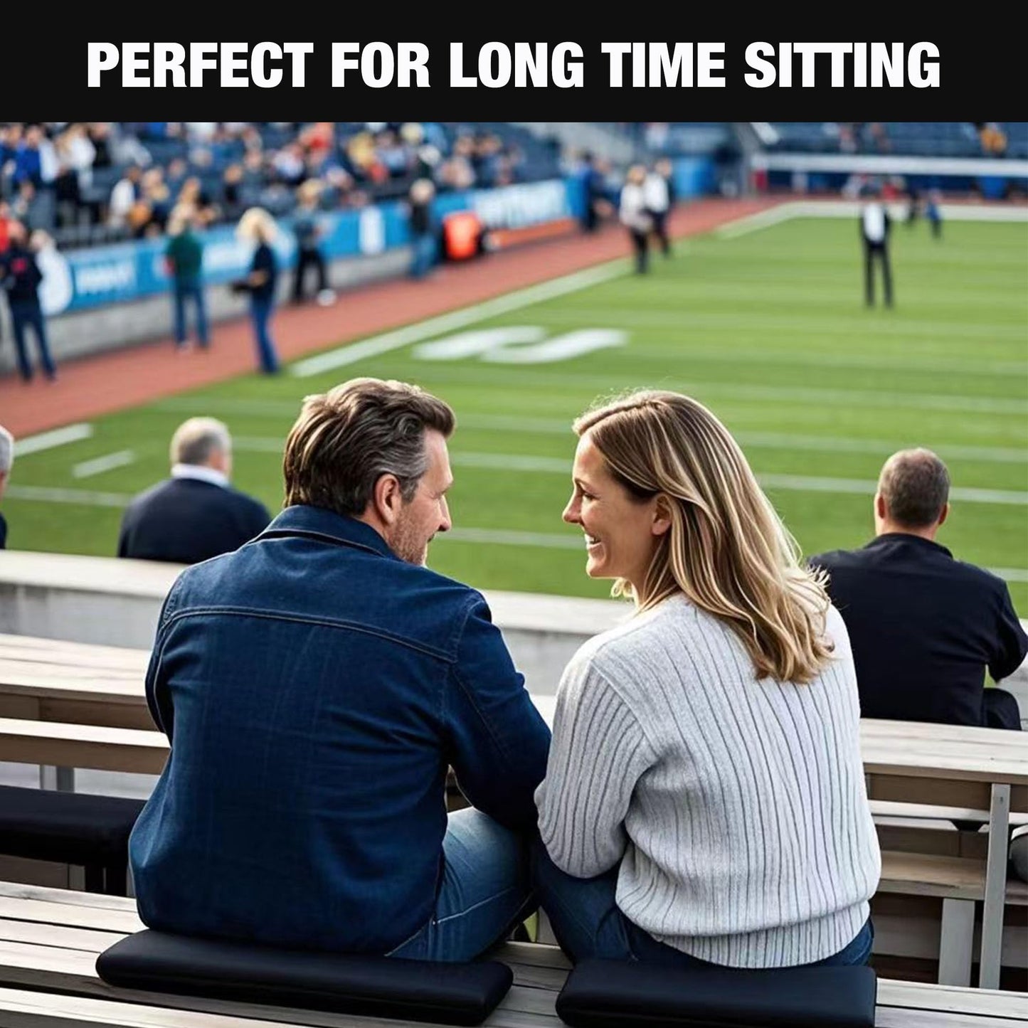 Stadium Seat Cushions 2-Pack 3-Pack, Portable Bleacher Cushions, Waterproof Oxford Fabric, Zipper Design, (Black, 2-Pack)